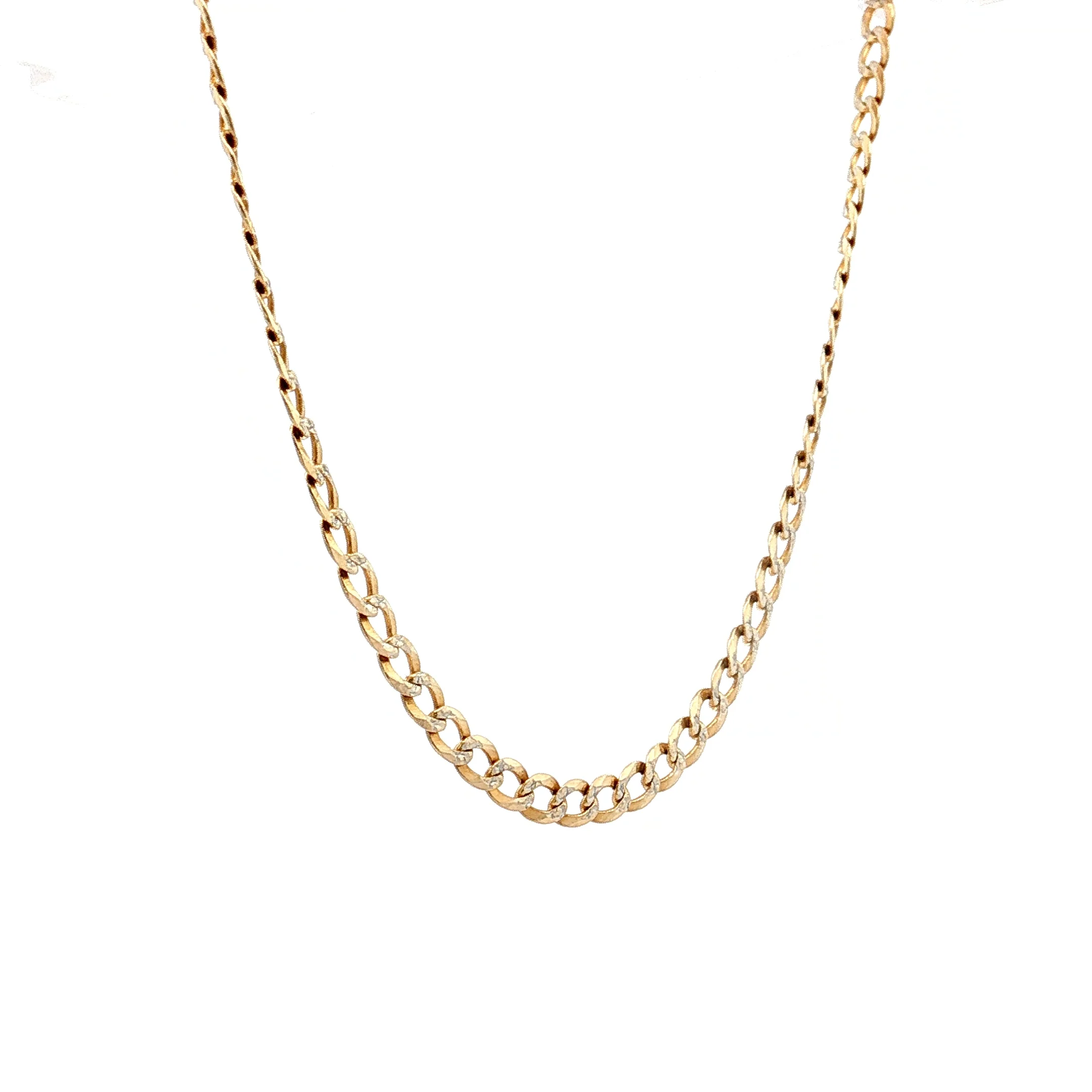 24" Flat Curb Chain Necklace in Two-Tone 14k - Image 3