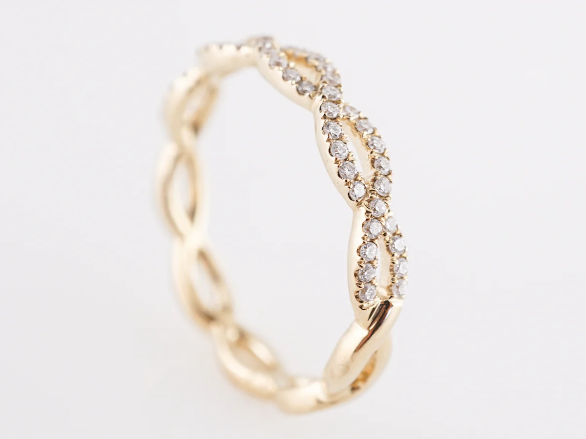 .24 Geometric Diamond Wedding Band in 14k Yellow Gold - Image 5