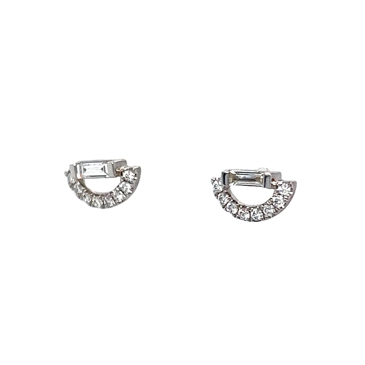 .24 Half-Round Diamond Earring Studs in 18k White Gold - Image 2