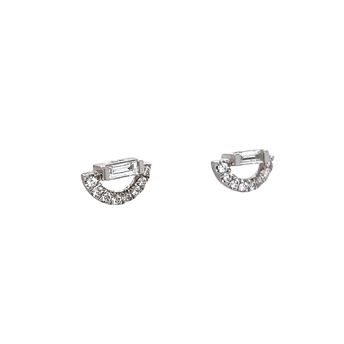 .24 Half-Round Diamond Earring Studs in 18k White Gold - Image 3