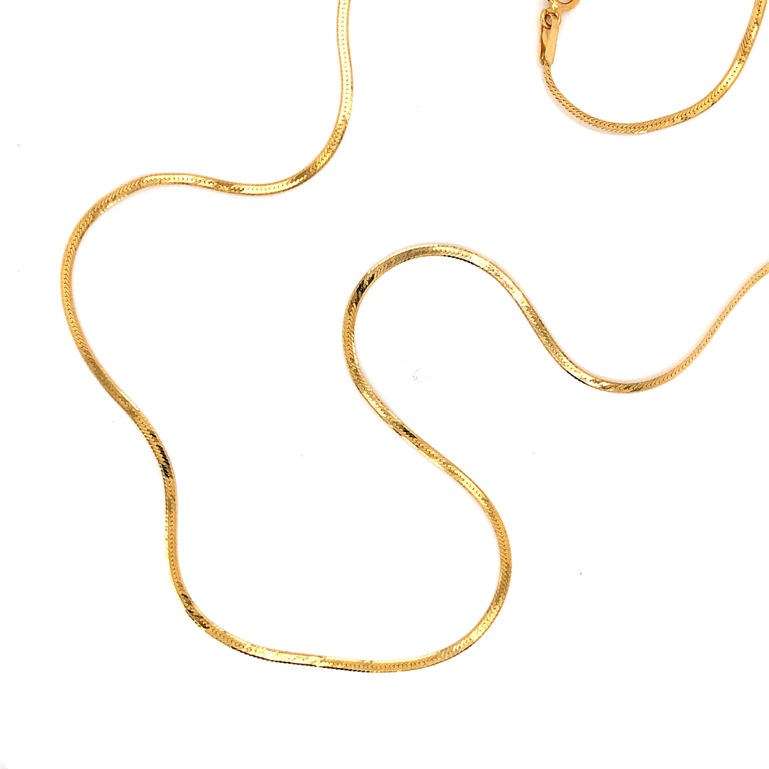 24 Inch Herringbone Necklace in 14k Yellow Gold - Image 2