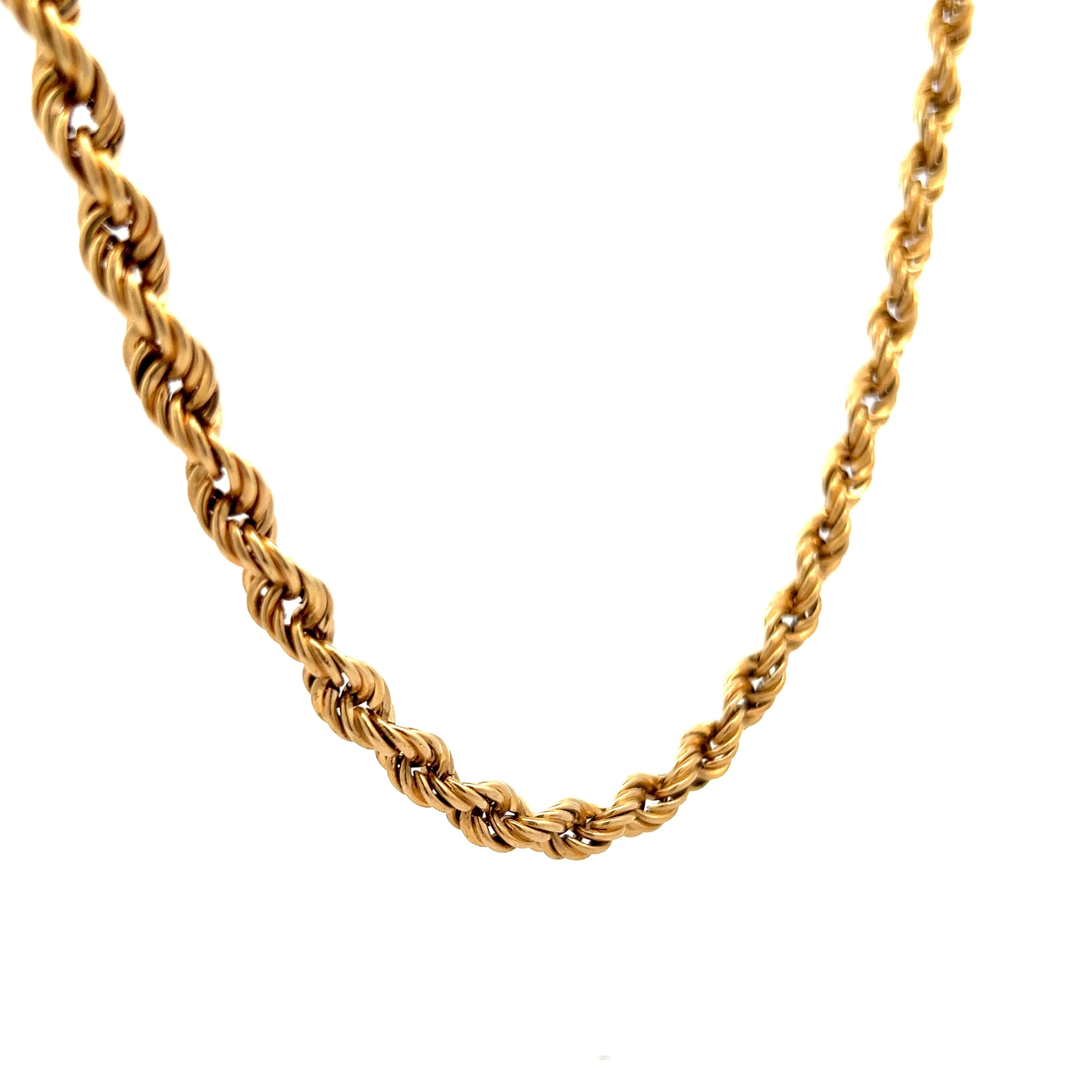 24 Inch Mens Rope Chain Necklace in 14k Yellow Gold - Image 3