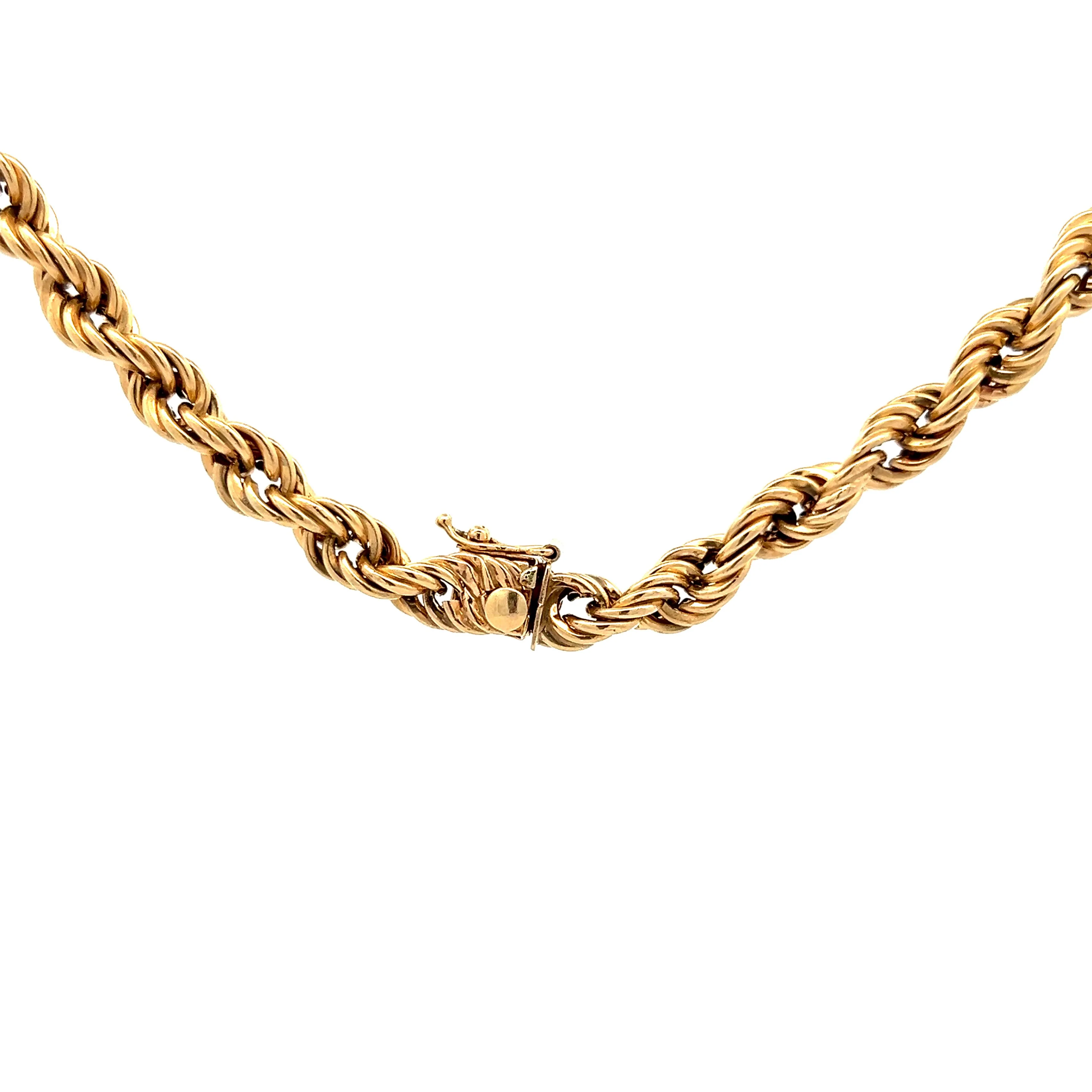 24 Inch Mens Rope Chain Necklace in 14k Yellow Gold - Image 4