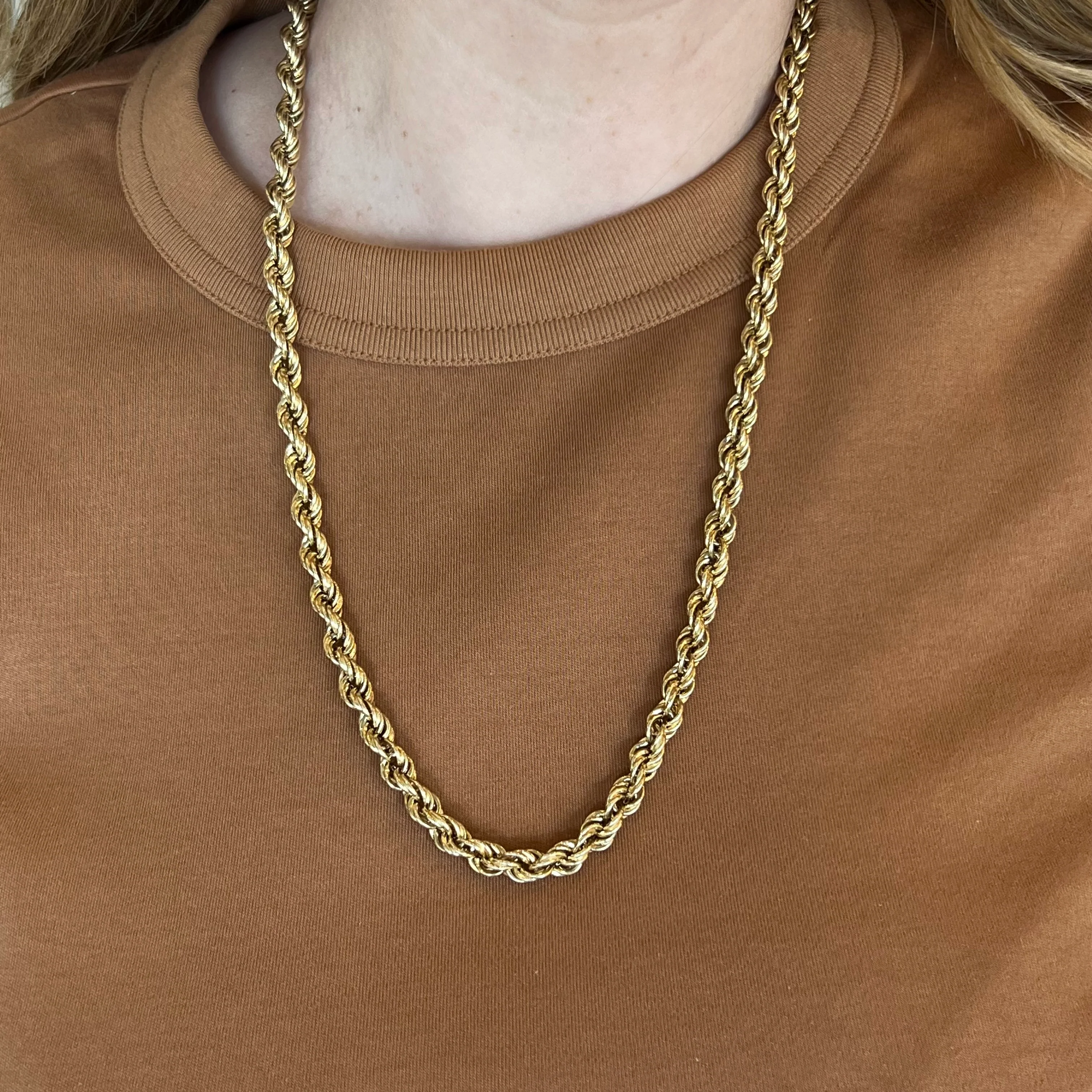 24 Inch Oversized Rope Chain in 14k Yellow Gold - Image 4