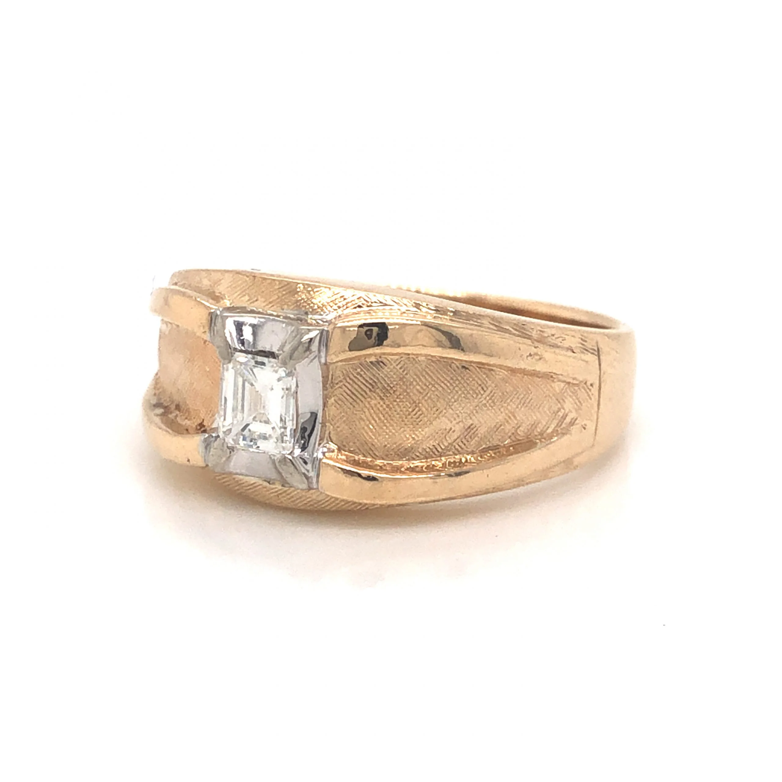 .24 Mid-Century Emerald Cut Diamond Ring in 14k Yellow Golda - Image 2