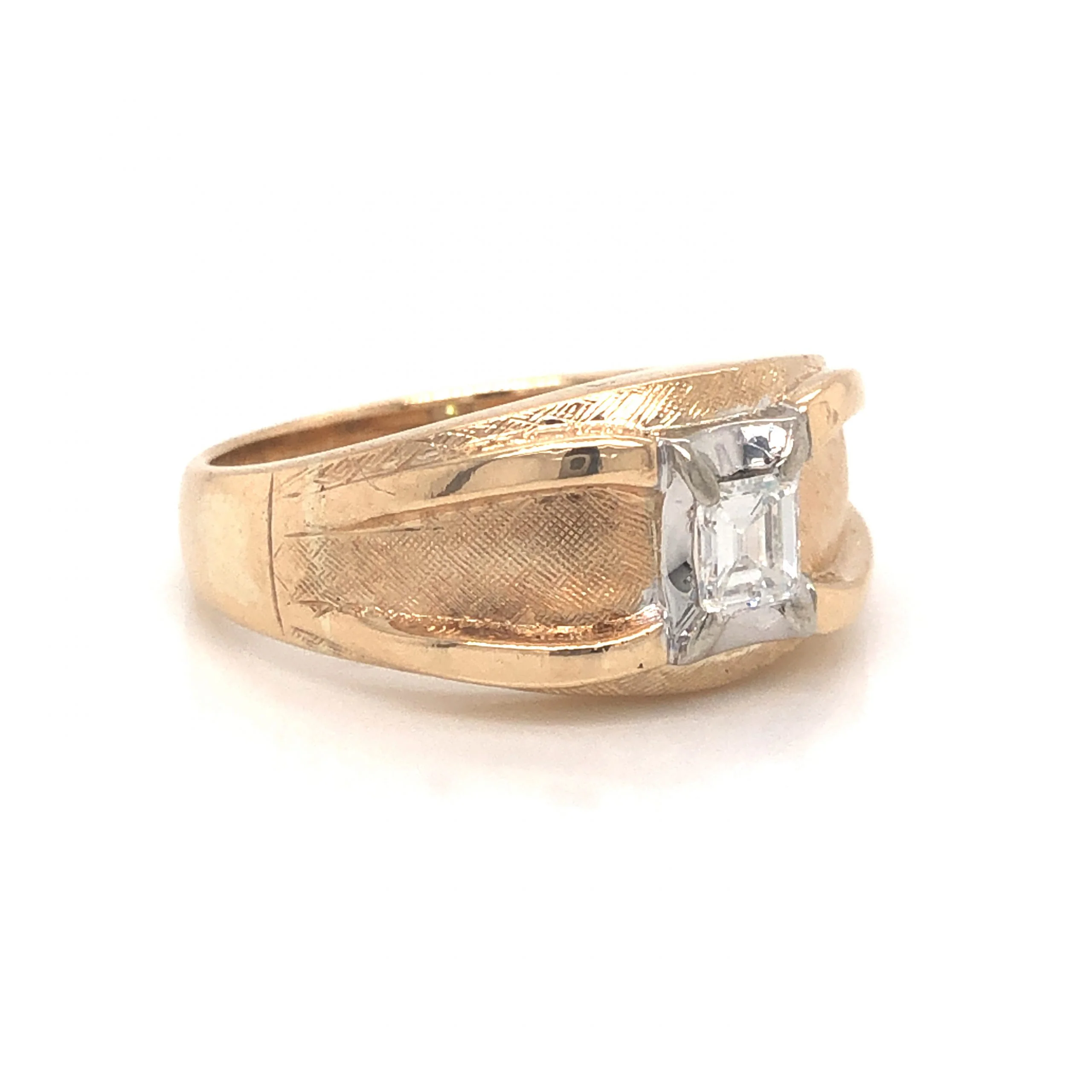 .24 Mid-Century Emerald Cut Diamond Ring in 14k Yellow Golda - Image 3