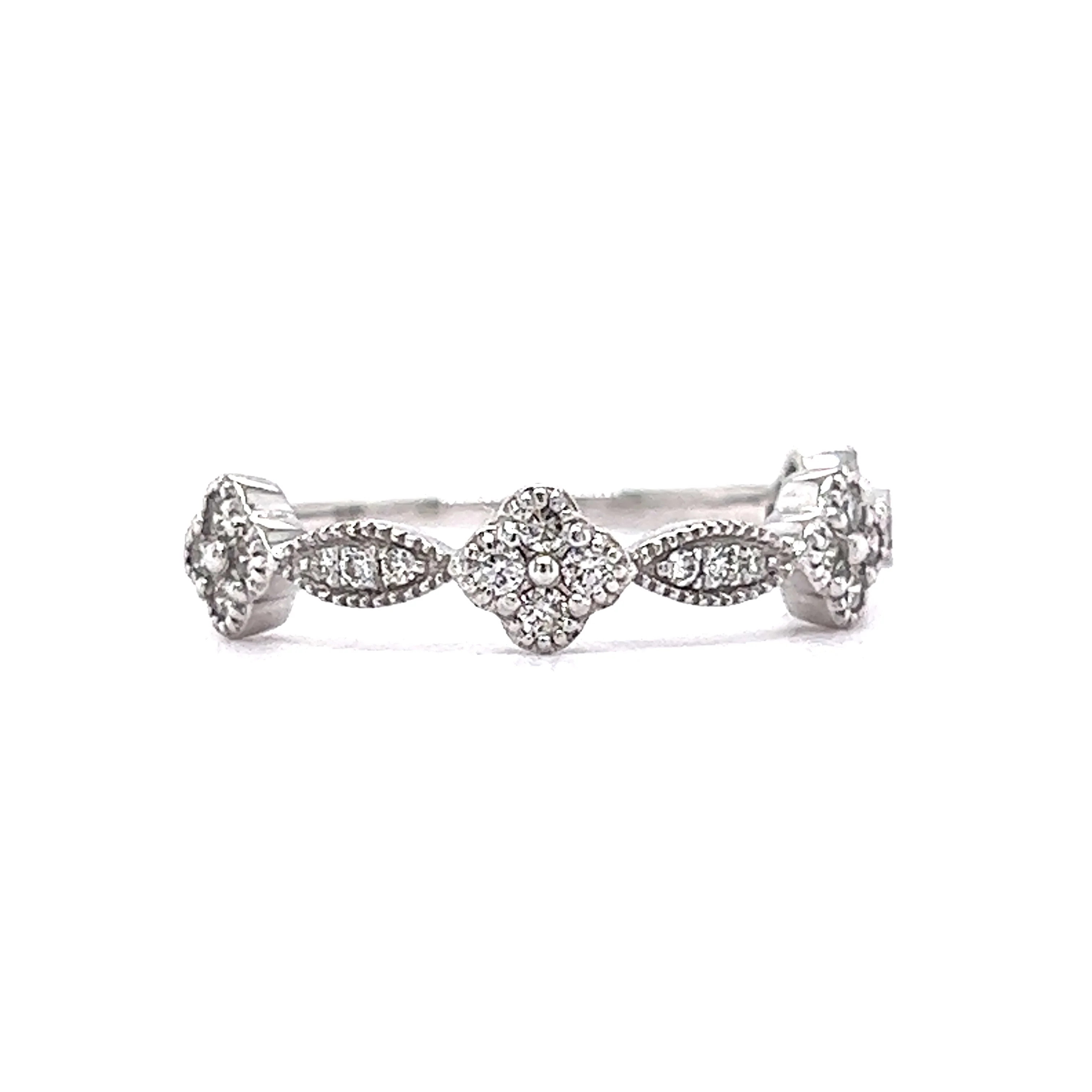 .24 Milgrain Diamond Wedding Band in 14k White Gold - Image 3