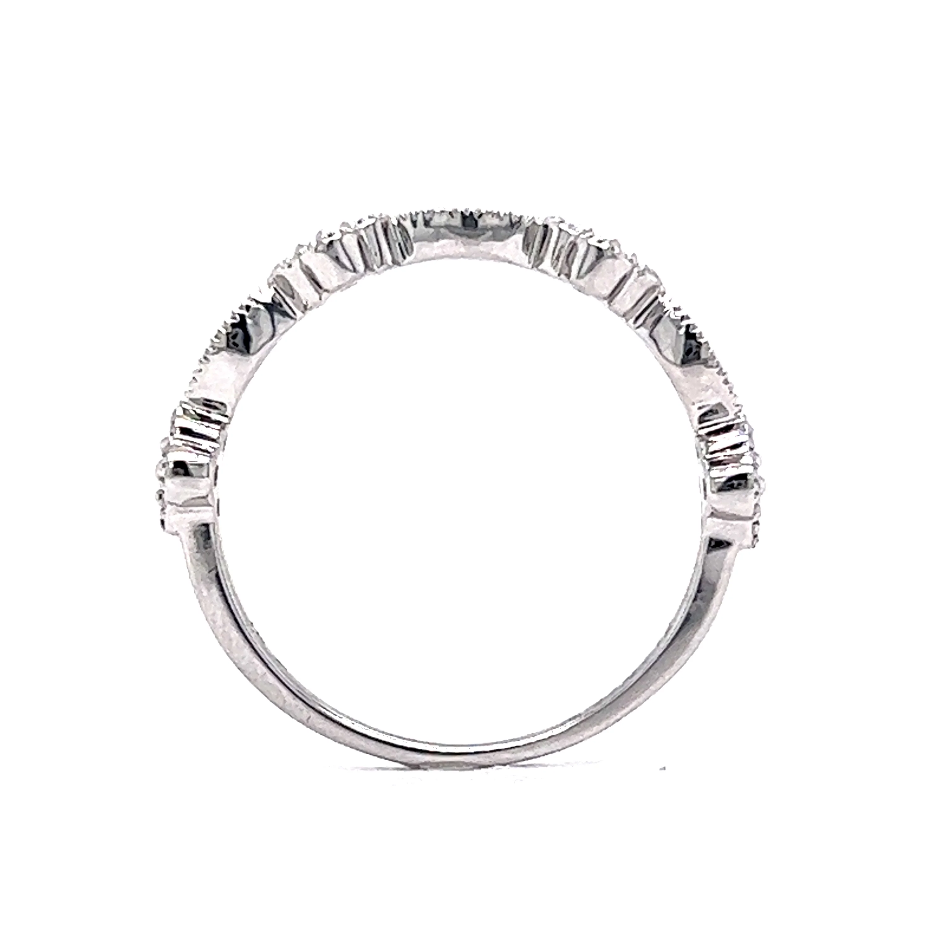 .24 Milgrain Diamond Wedding Band in 14k White Gold - Image 4