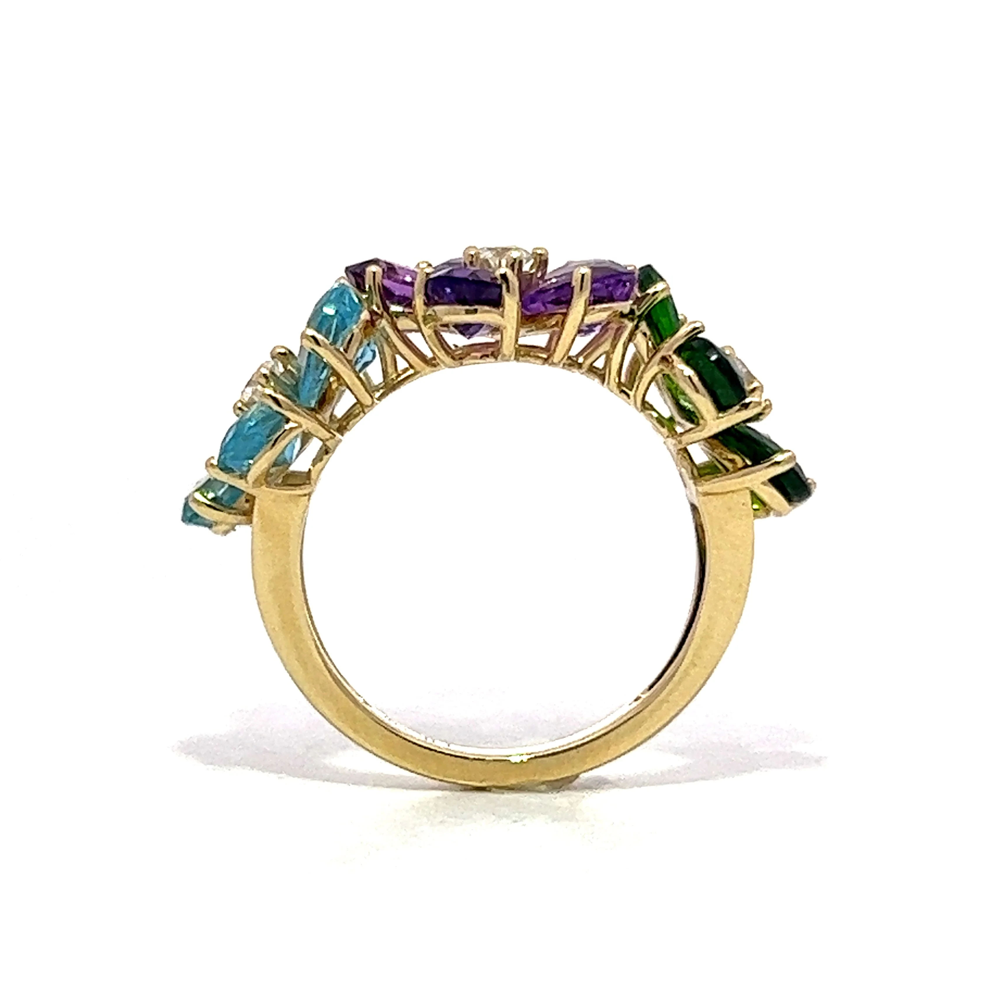 .24 Multi-Gemstone Cocktail Ring in 14k Yellow Gold - Image 4