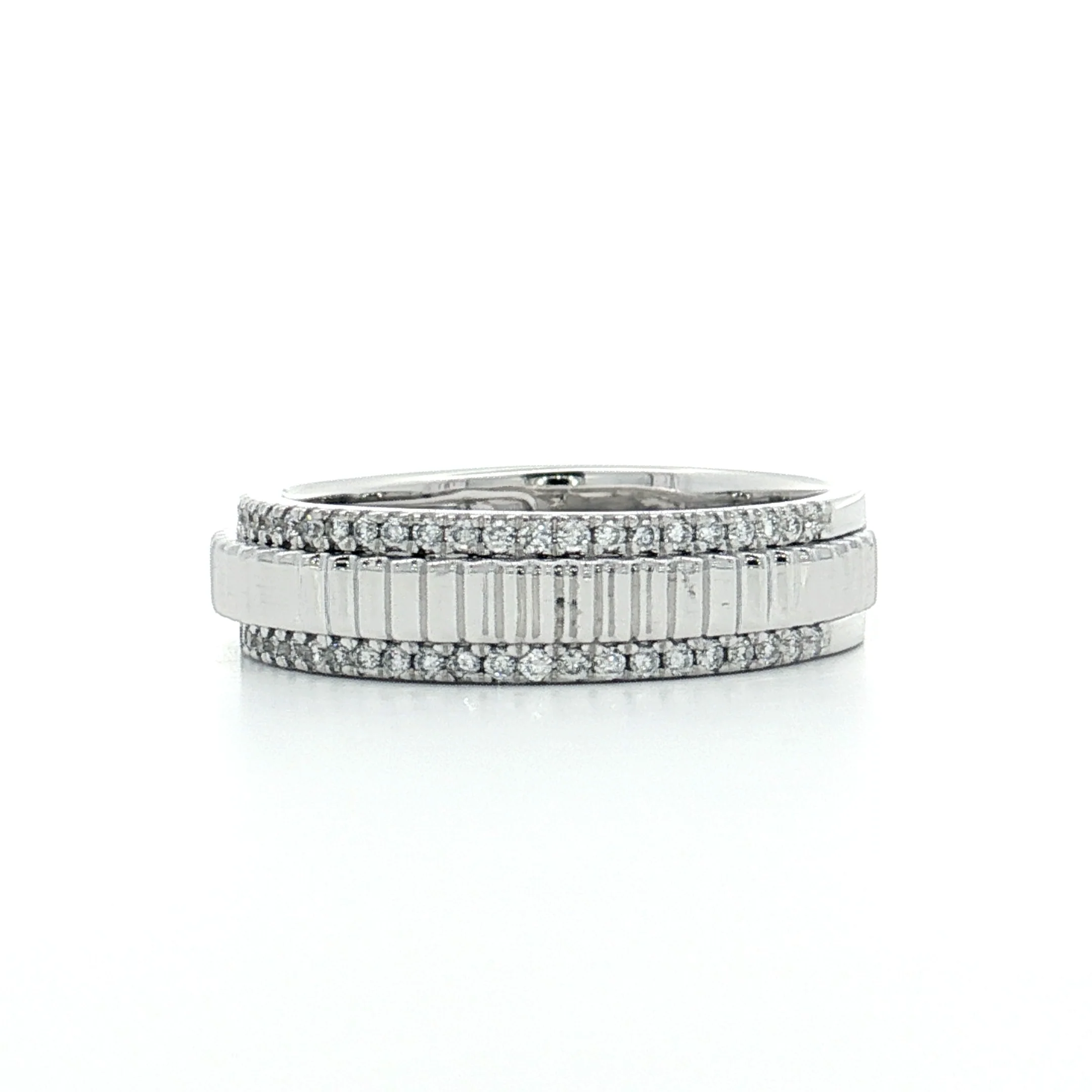 .24 Pave Diamond Coin Edge Wedding Band 14k - Image 2