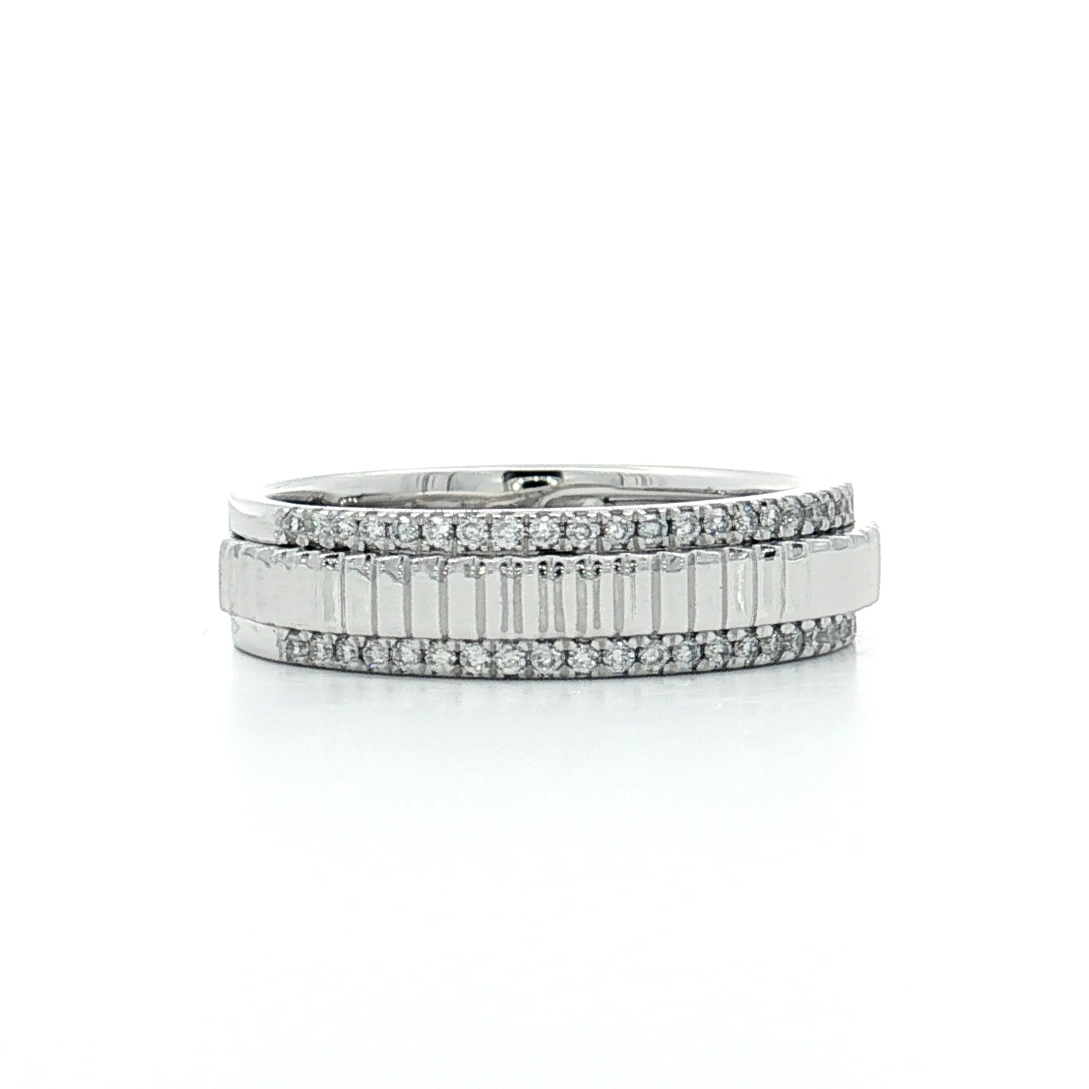 .24 Pave Diamond Coin Edge Wedding Band 14k - Image 3