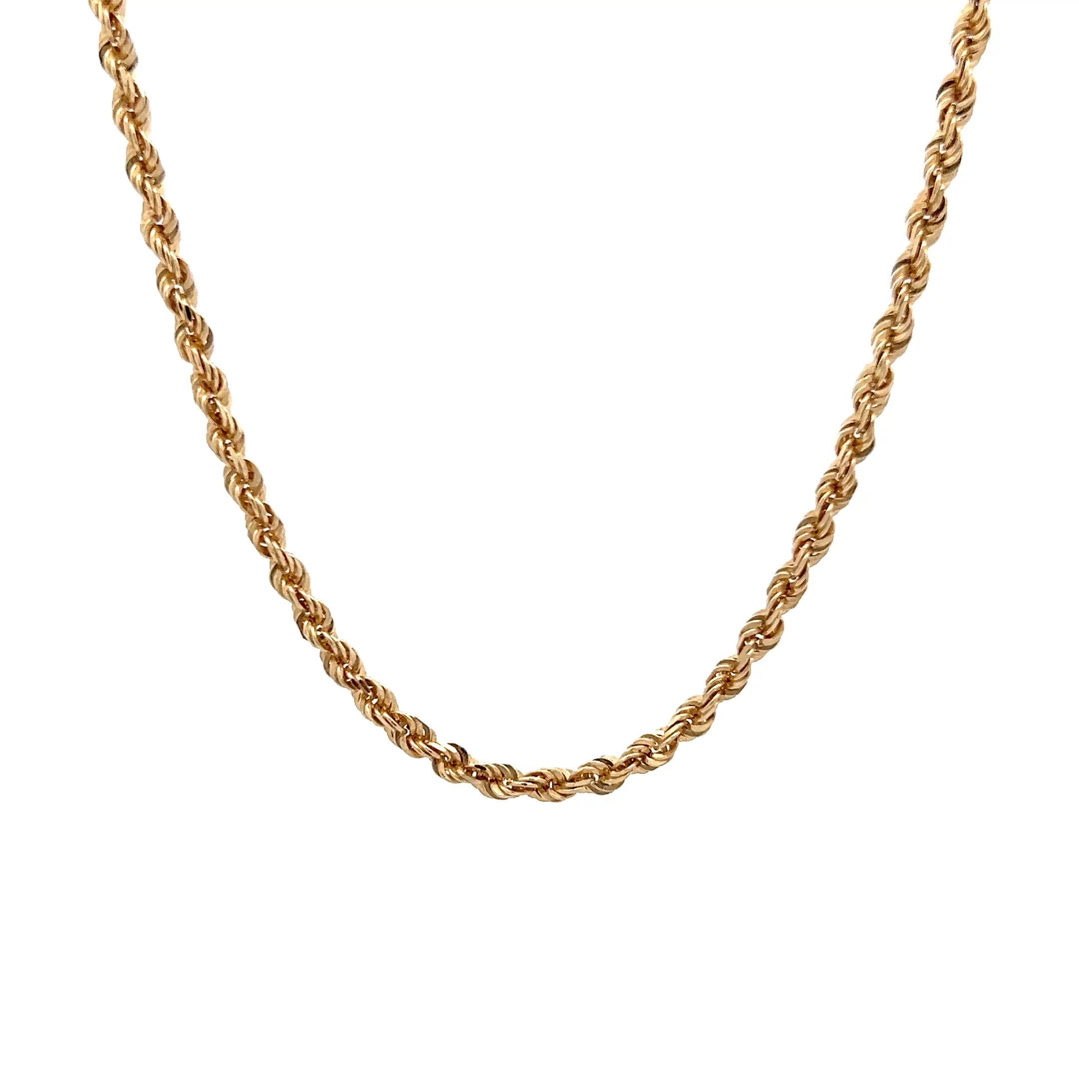 24" Rope Style Chain Necklace in 14k Yellow Gold