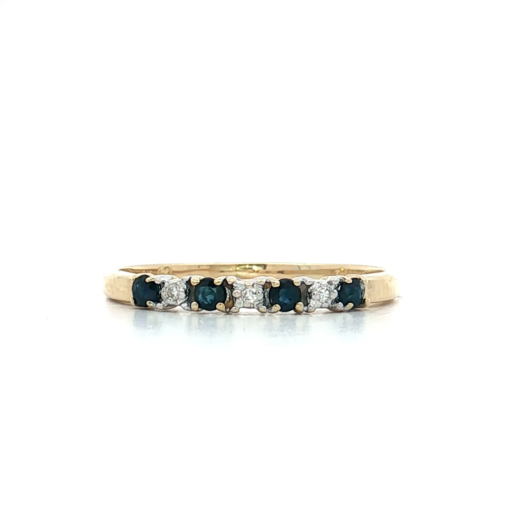 .24 Round Sapphire & Diamond Stacking Band 10k Yellow Gold