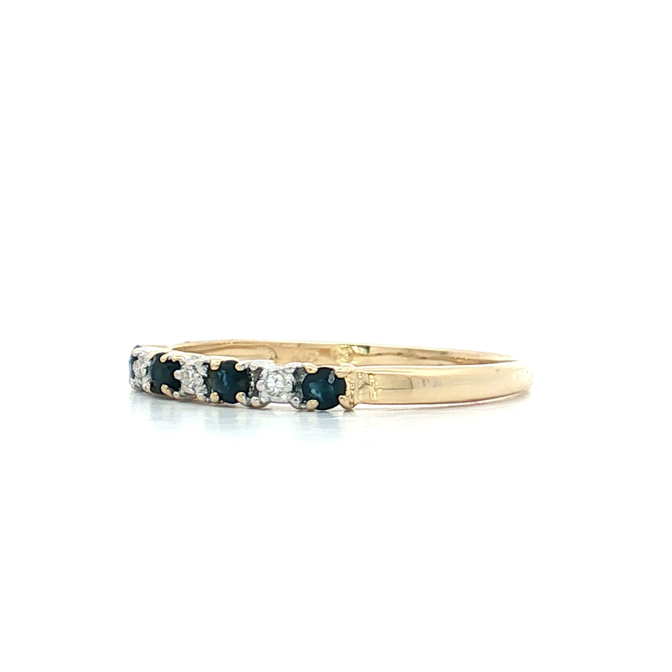 .24 Round Sapphire & Diamond Stacking Band 10k Yellow Gold - Image 2