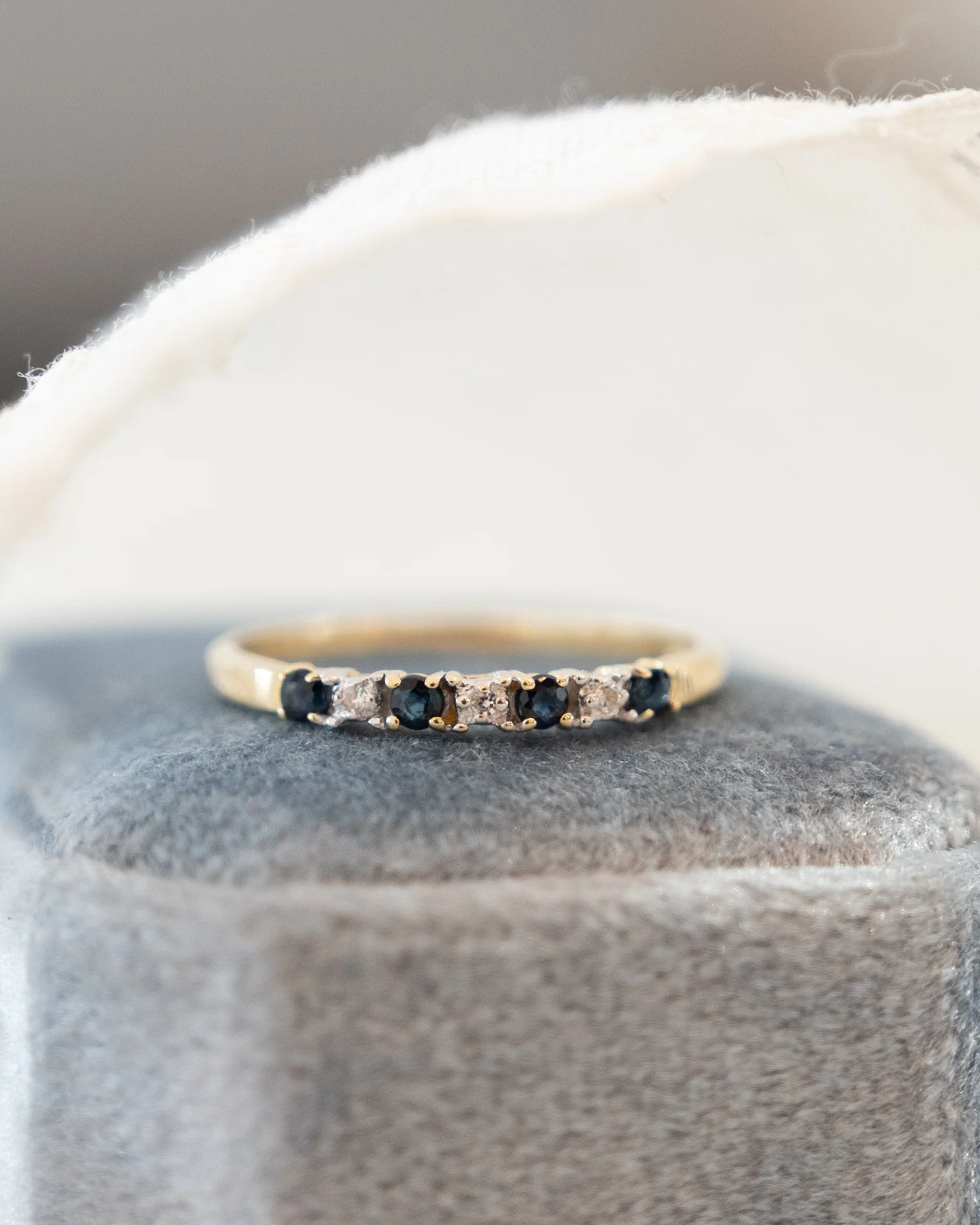 .24 Round Sapphire & Diamond Stacking Band 10k Yellow Gold - Image 6
