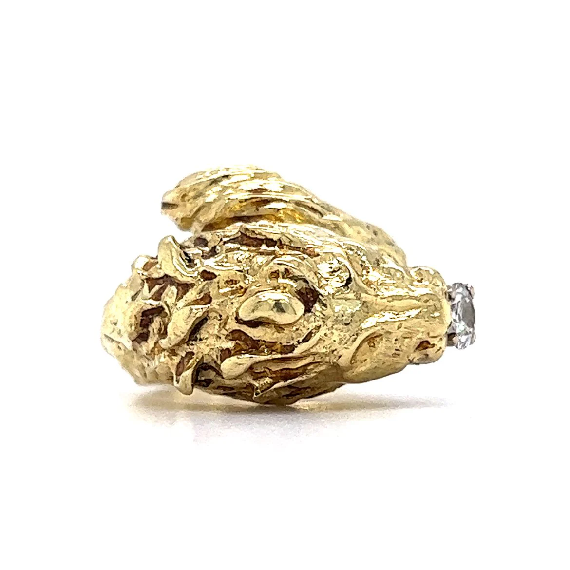 .24 Vintage Mid-Century Diamond Lion Ring in 18k Yellow Gold - Image 2