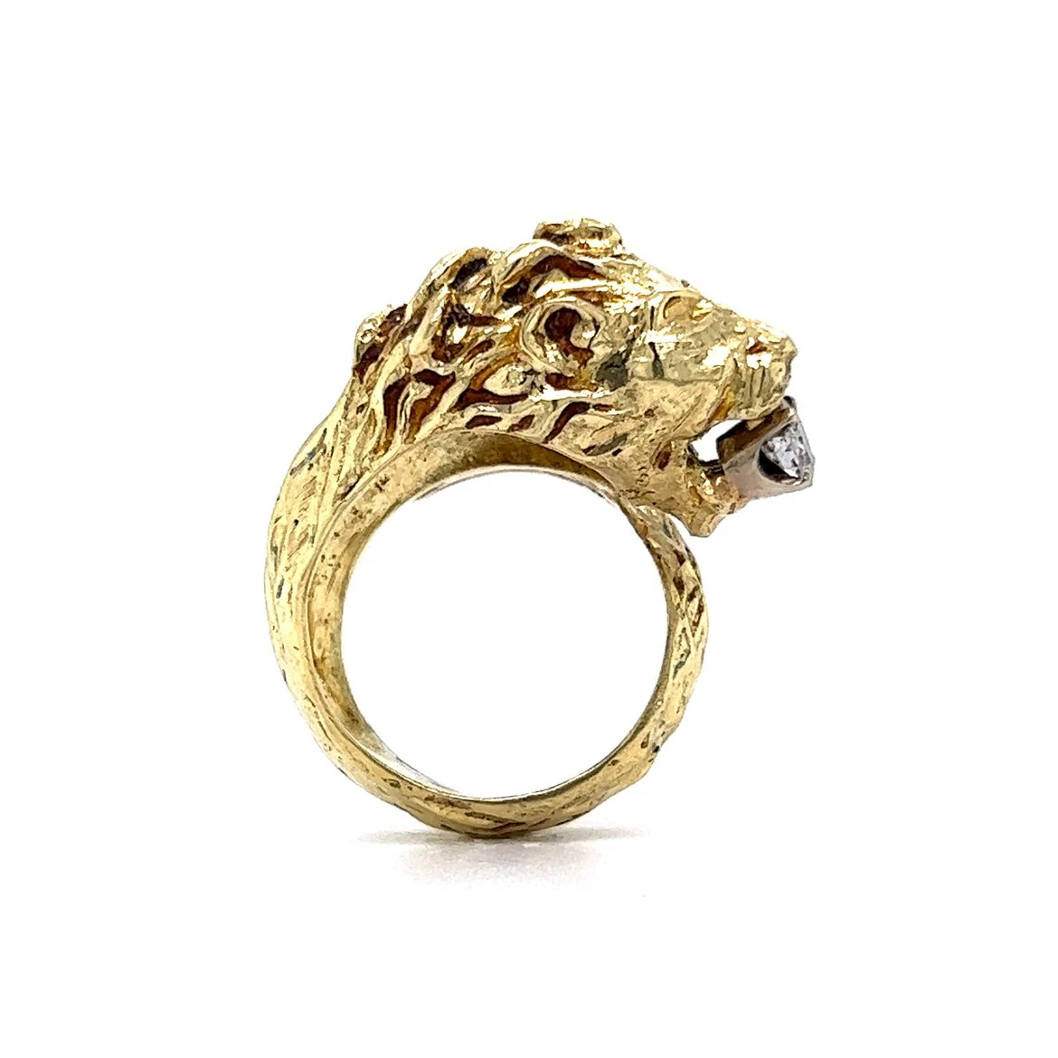 .24 Vintage Mid-Century Diamond Lion Ring in 18k Yellow Gold - Image 4