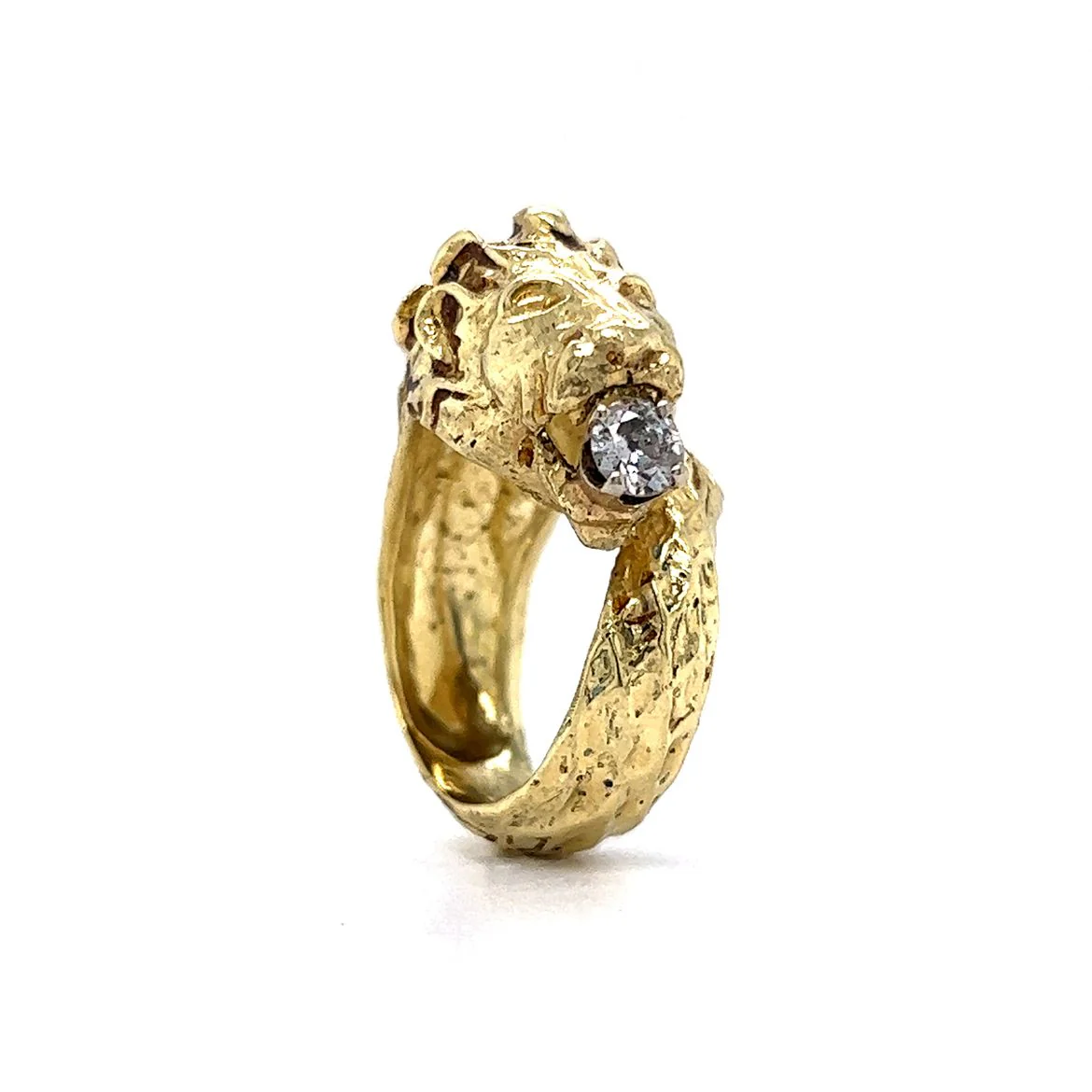 .24 Vintage Mid-Century Diamond Lion Ring in 18k Yellow Gold - Image 5