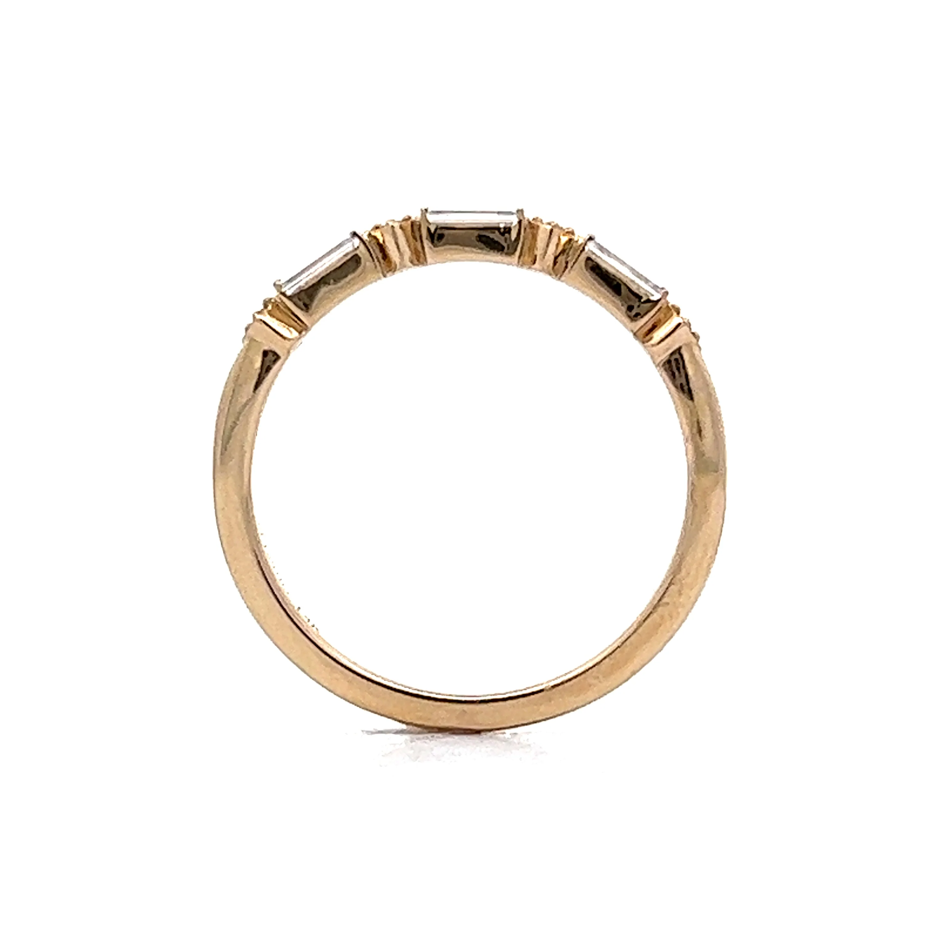 Baguette & Round Diamond Wedding Band in 14k Yellow Gold - Image 4