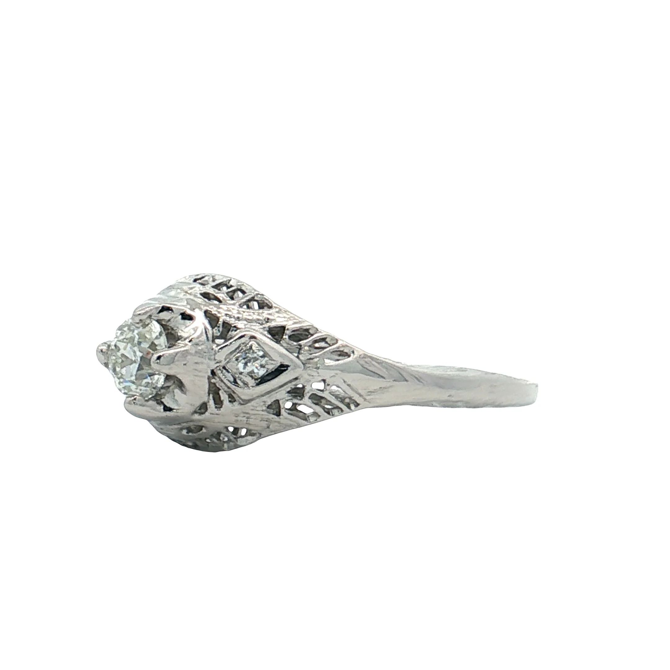 .25 Antique Deco Diamond Filigree Engagement Ring 18k - Image 2