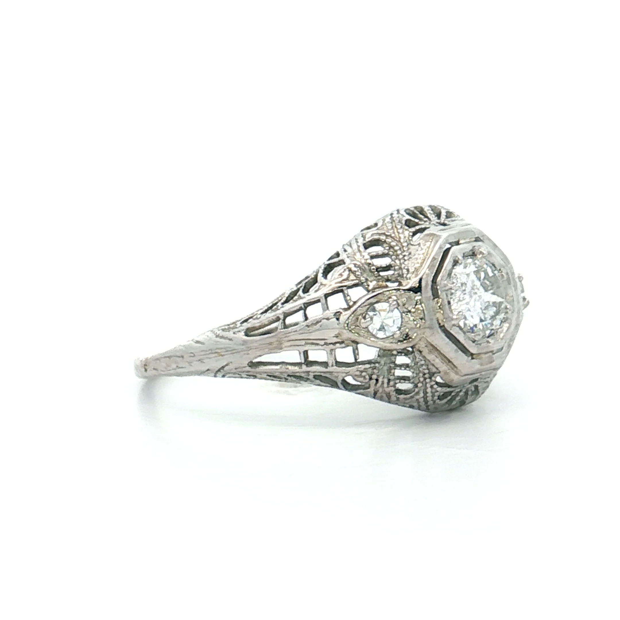 .25 Antique Diamond Three Stone Engagement Ring 18k - Image 3