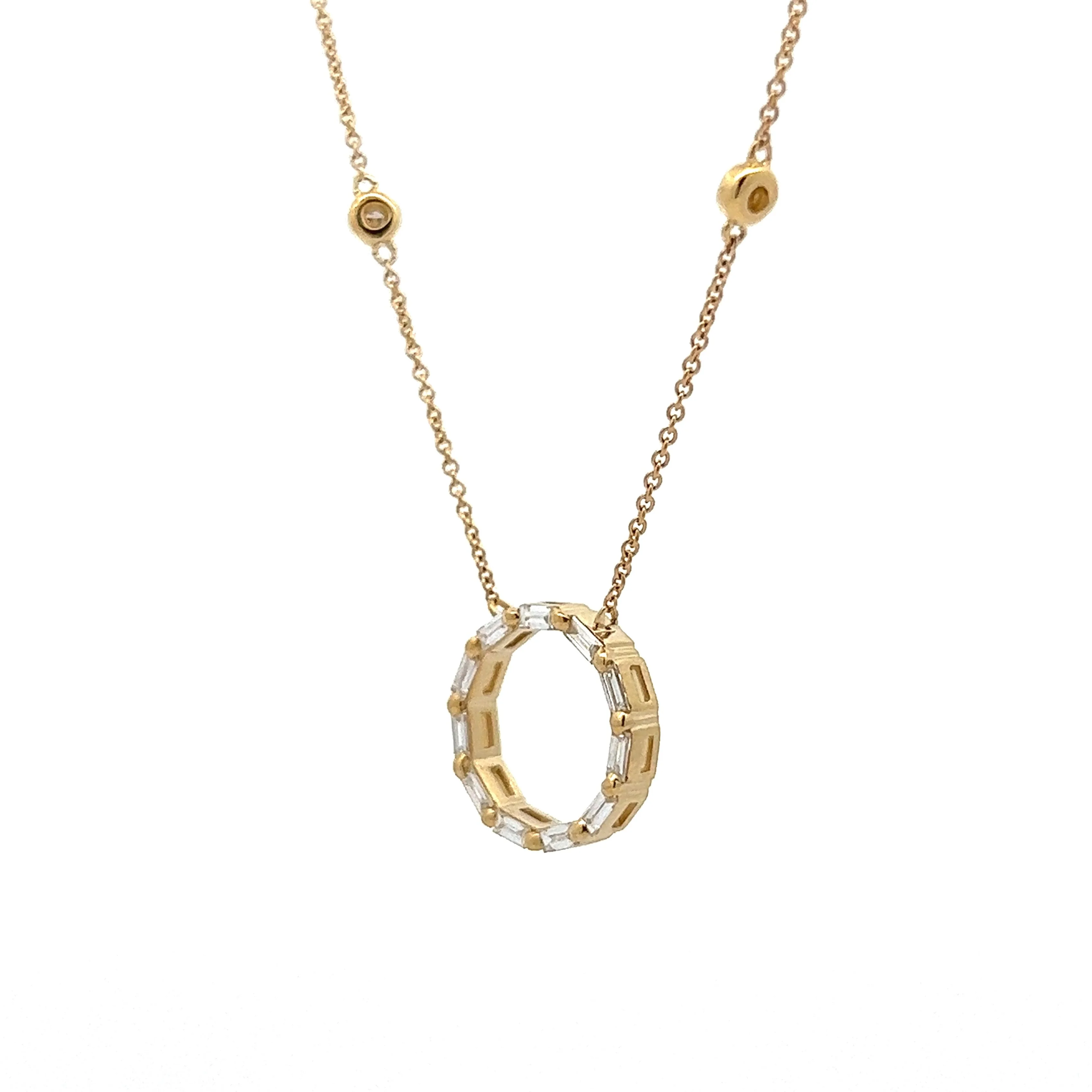 .25 Baguette Diamond Pendant Necklace in 14k Yellow Gold - Image 2