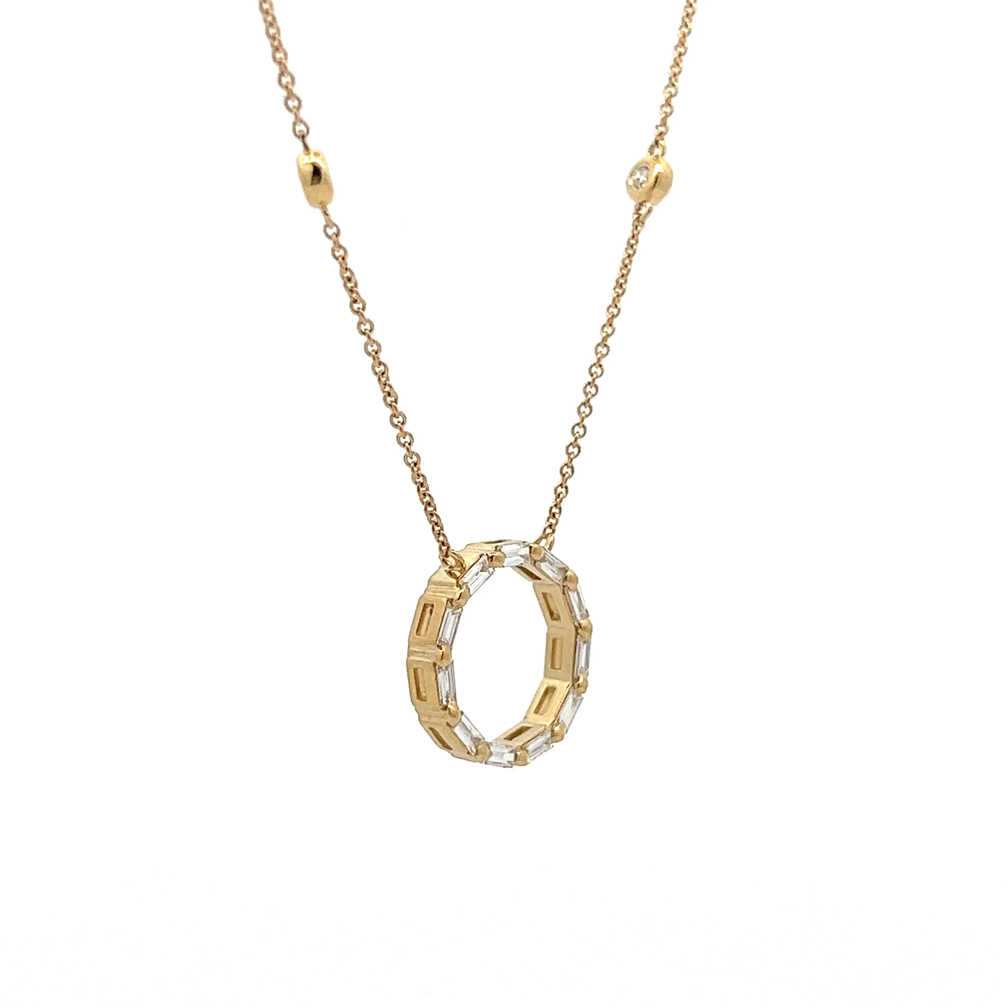 .25 Baguette Diamond Pendant Necklace in 14k Yellow Gold - Image 3
