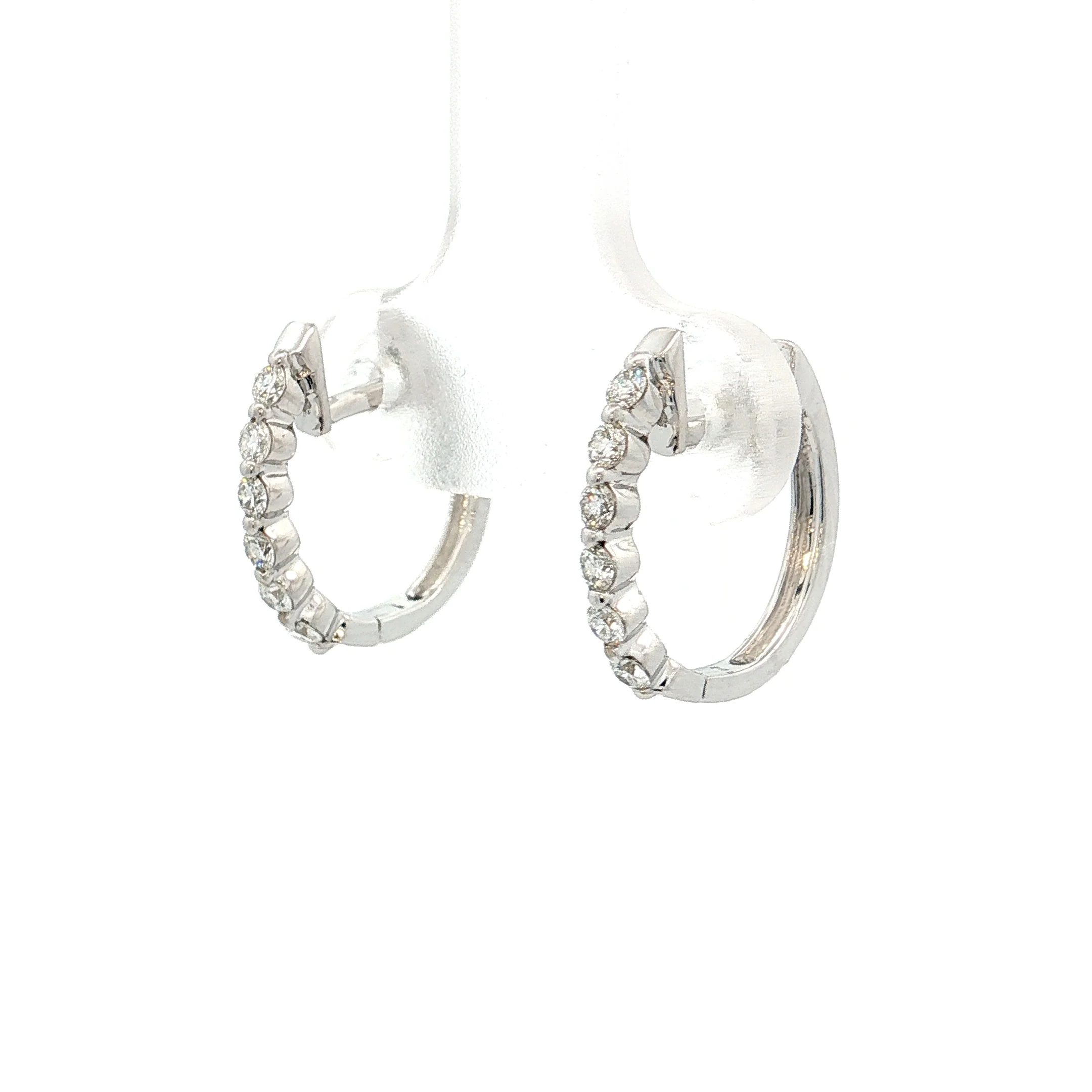 .25 Diamond Hoop Earrings 14k White Gold - Image 2