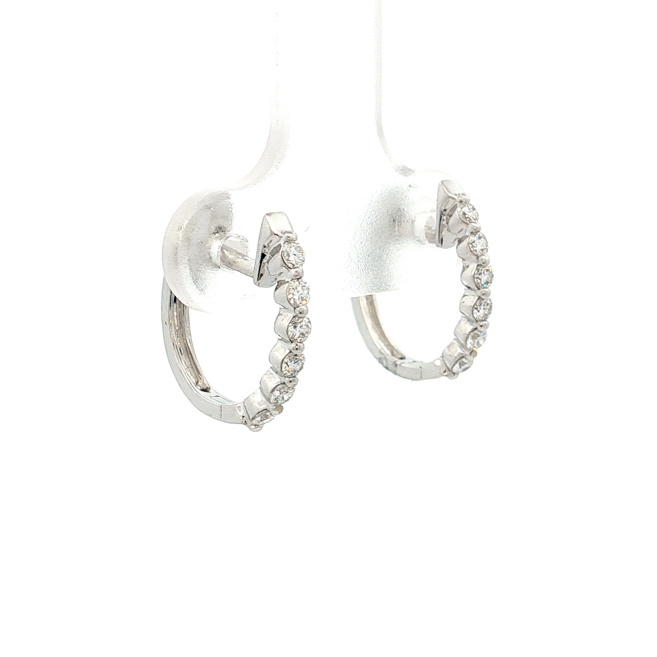 .25 Diamond Hoop Earrings 14k White Gold - Image 3