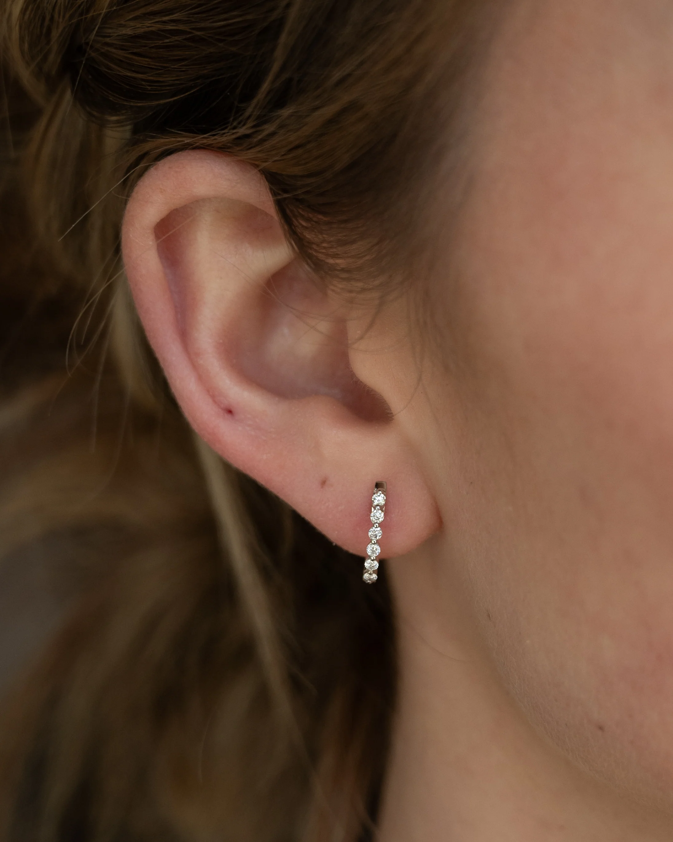 .25 Diamond Hoop Earrings 14k White Gold - Image 4