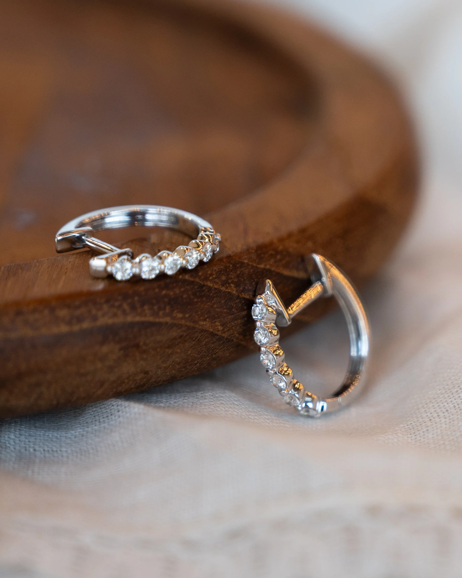 .25 Diamond Hoop Earrings 14k White Gold - Image 5