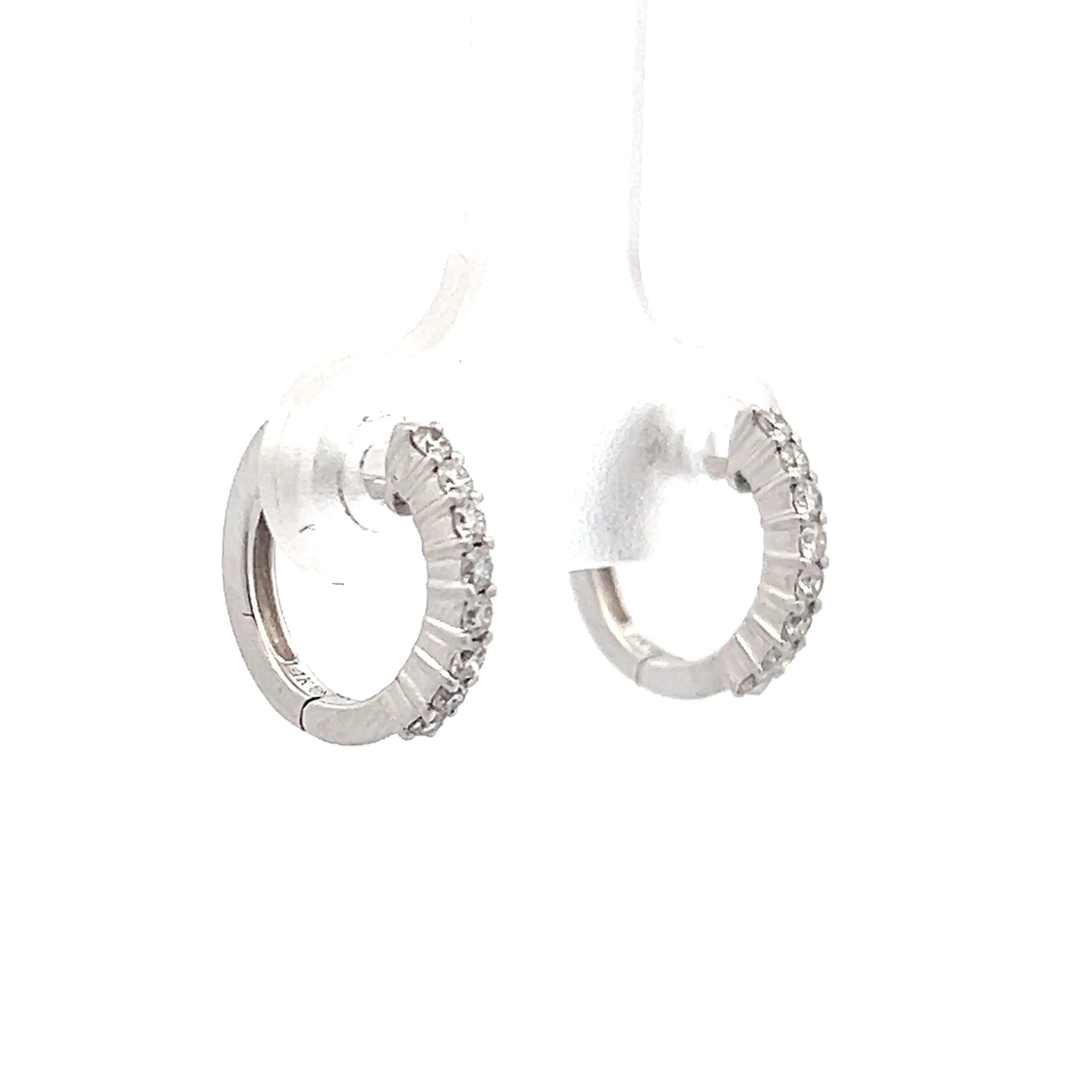 .25 Diamond Huggie Hoop Earrings in 14k White Gold - Image 3