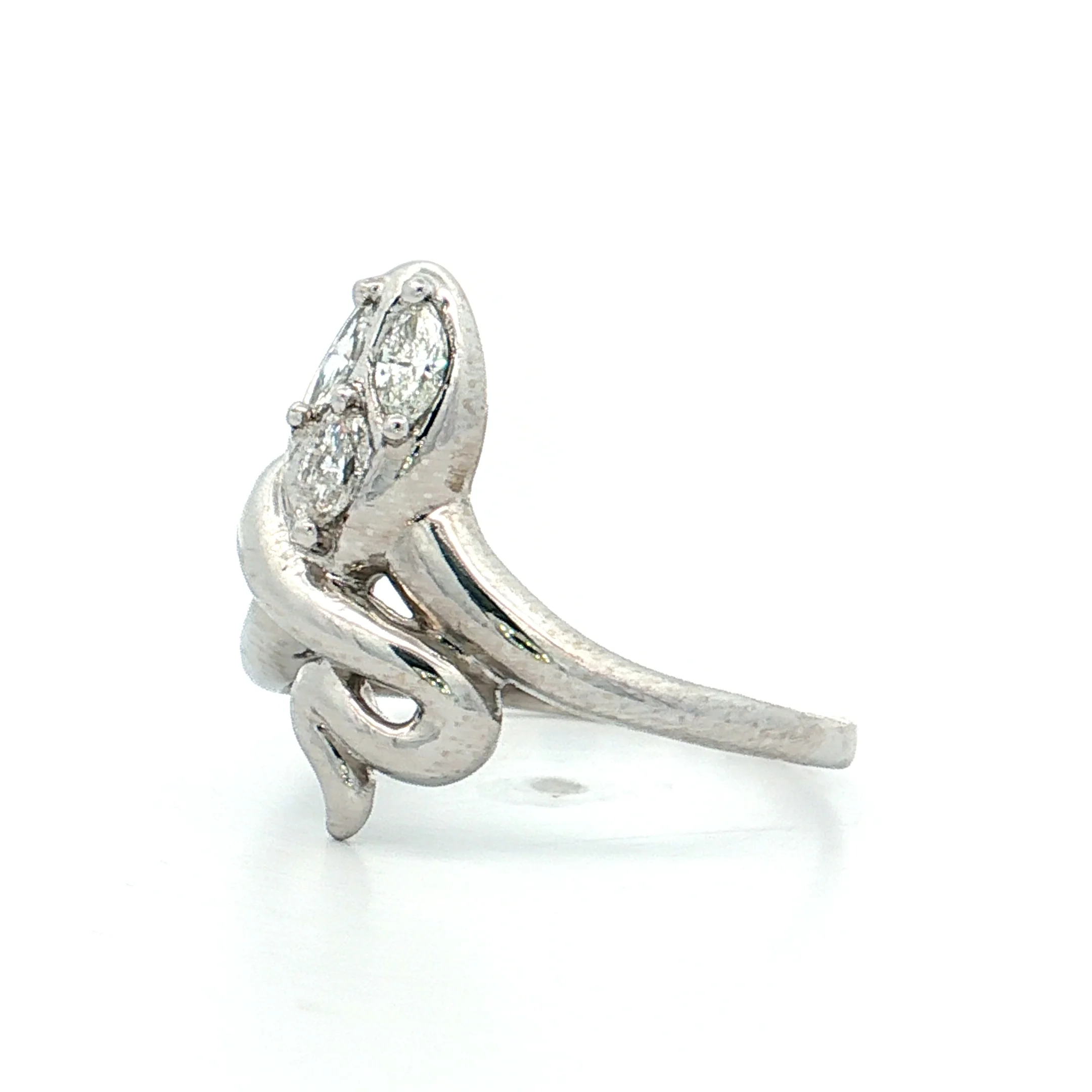 .25 Diamond Snake Cocktail Ring 18k White Gold - Image 2