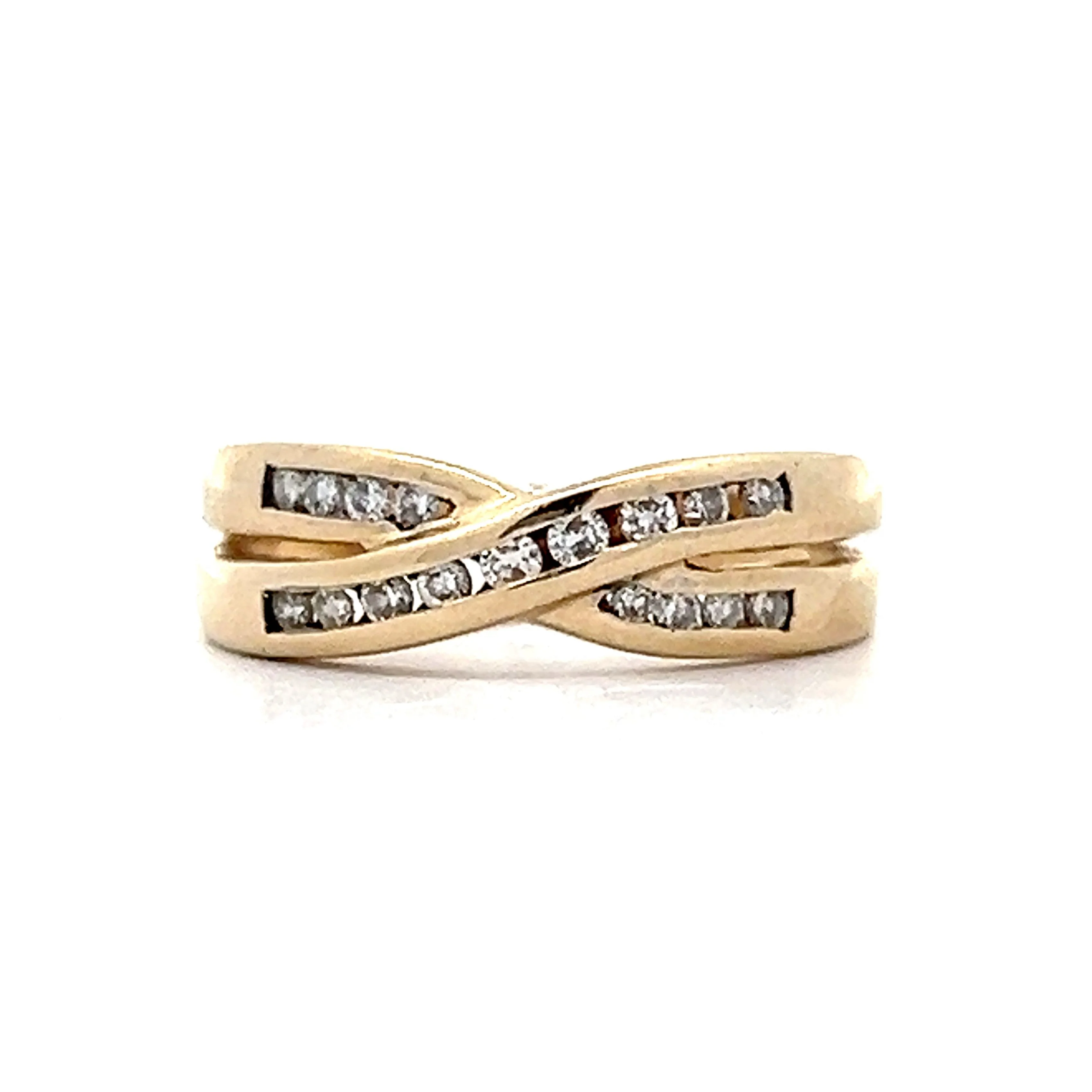 .25 Diamond X Stacking Ring in 14k Yellow Gold