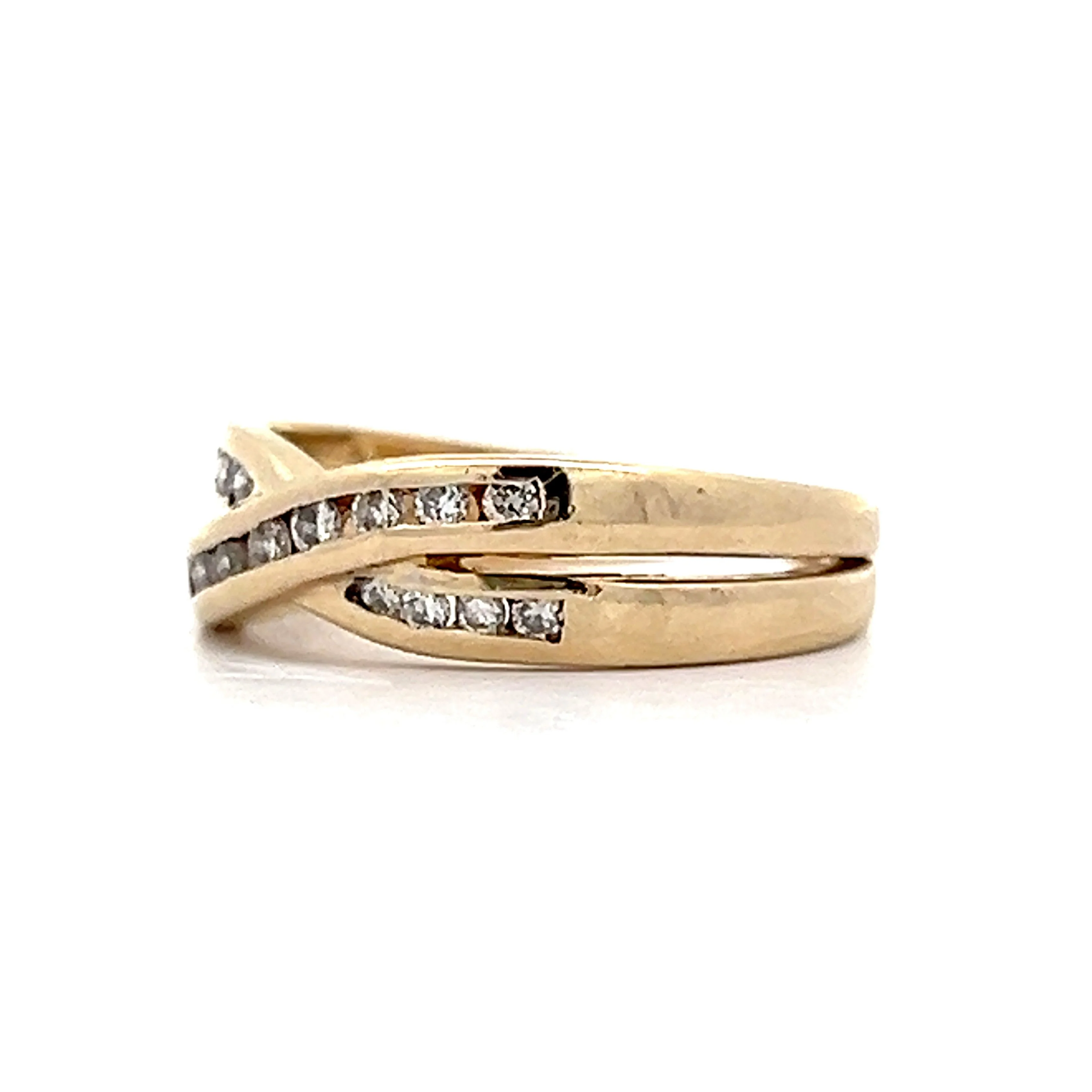 .25 Diamond X Stacking Ring in 14k Yellow Gold - Image 2