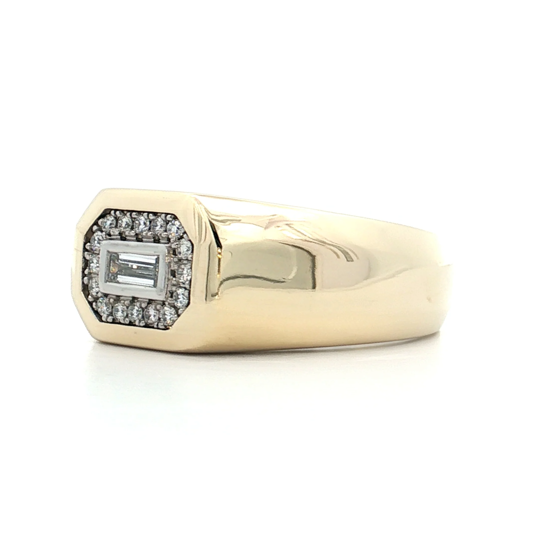 .25 Mens Diamond Cocktail Ring 14k Yellow Gold/Platinum - Image 2
