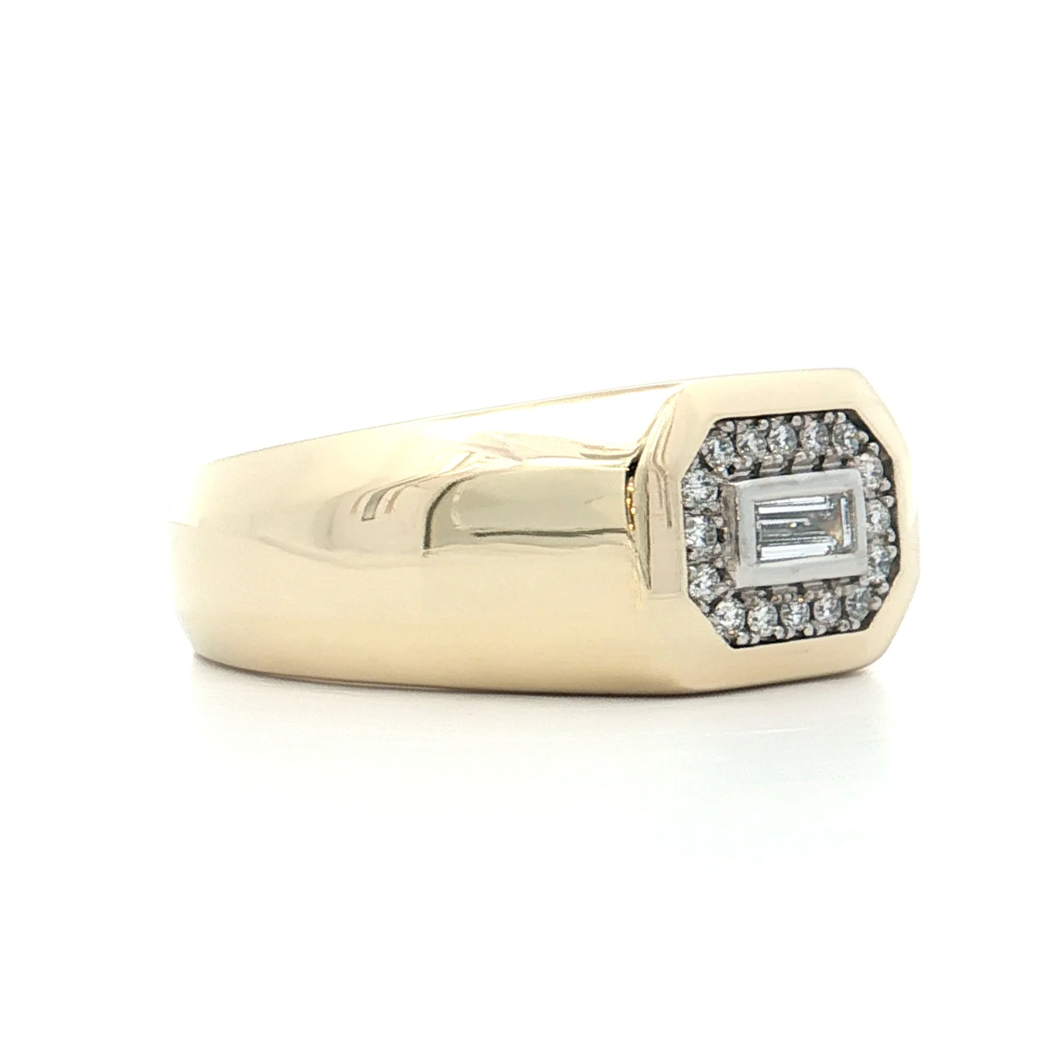 .25 Mens Diamond Cocktail Ring 14k Yellow Gold/Platinum - Image 3