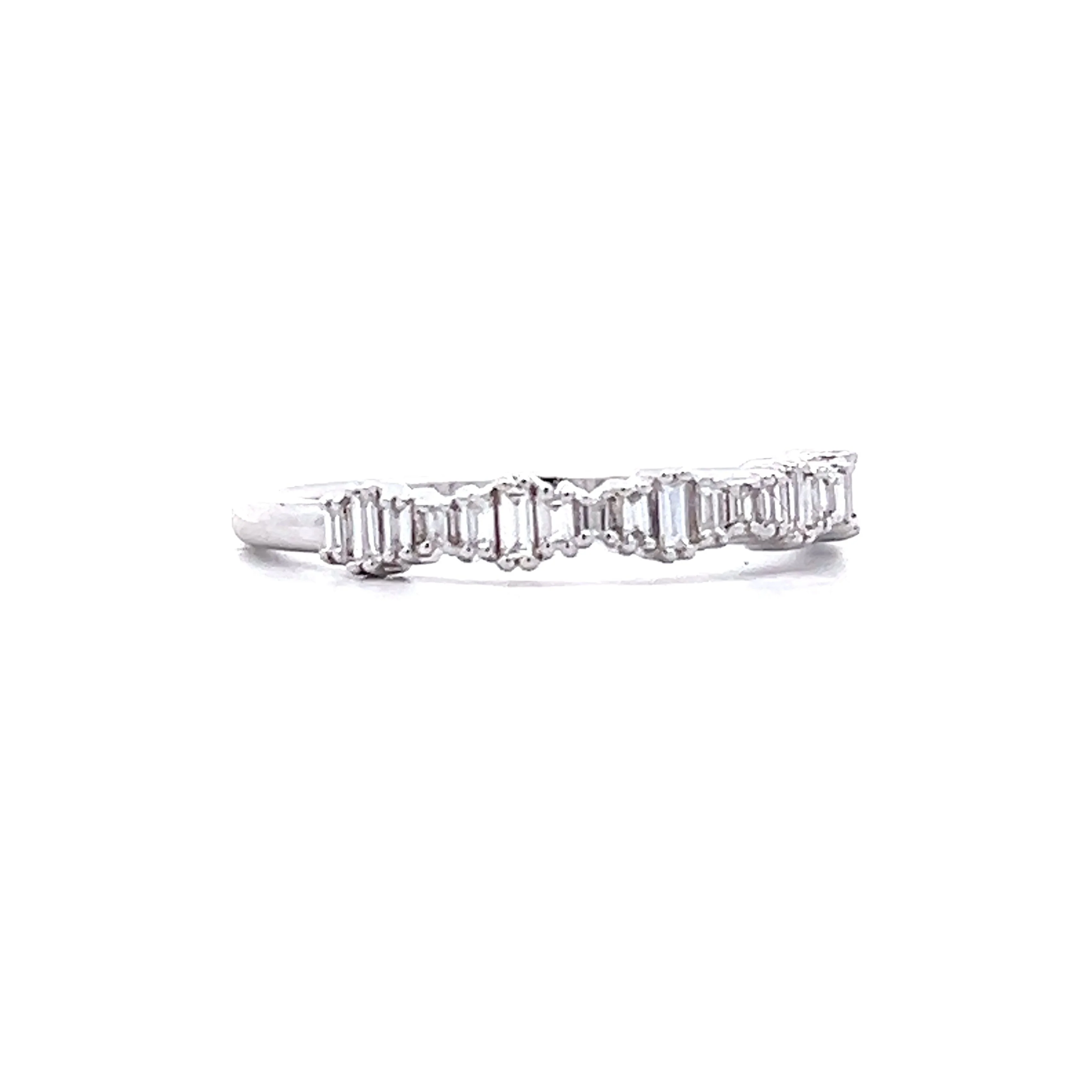 .25 Mixed Baguette Diamond Band in 14k White Gold - Image 3