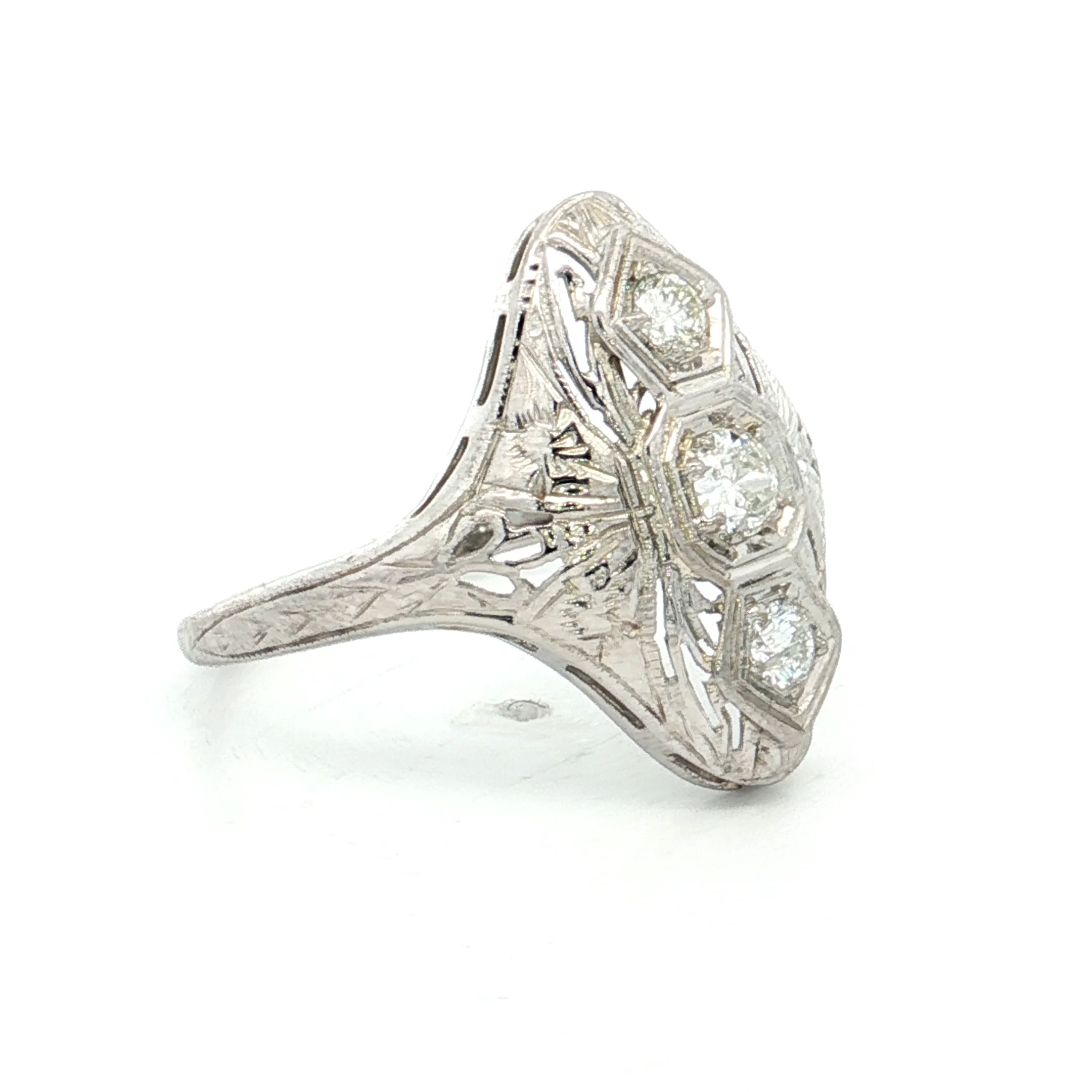.25 Vintage Art Deco Three Stone Ring in 18k - Image 3