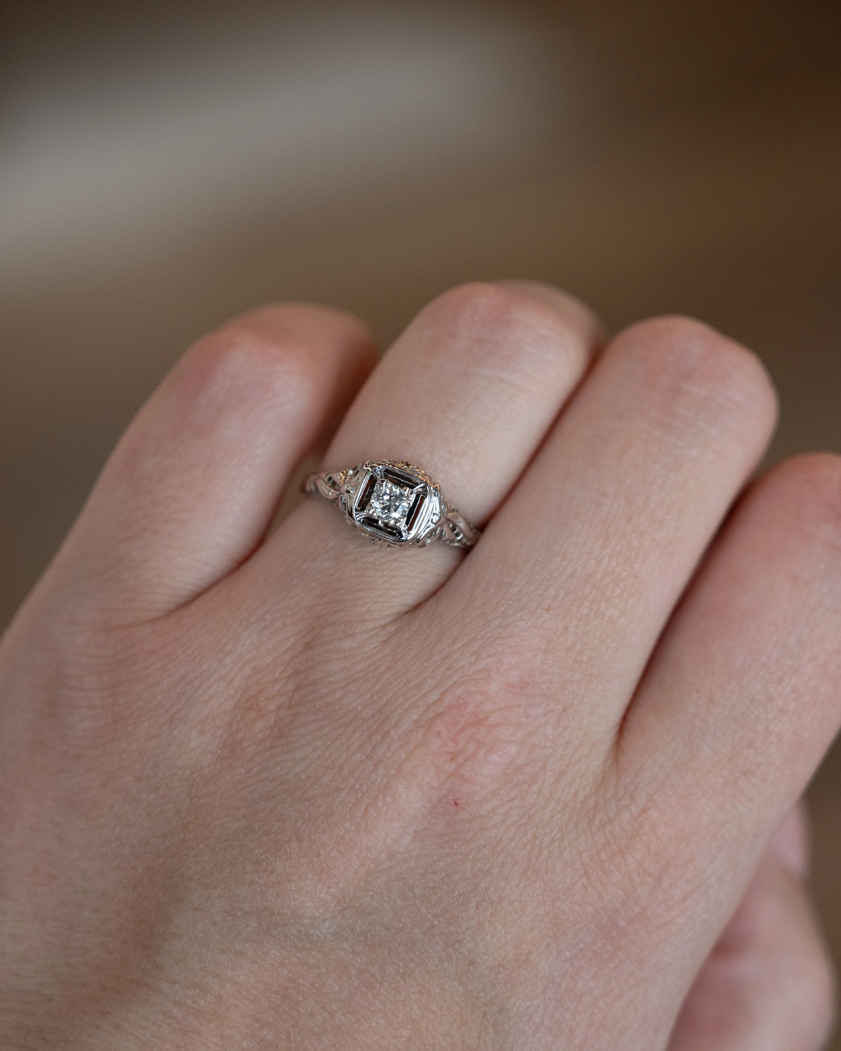 .25 Vintage Deco Diamond Engagement Ring in 18k - Image 7