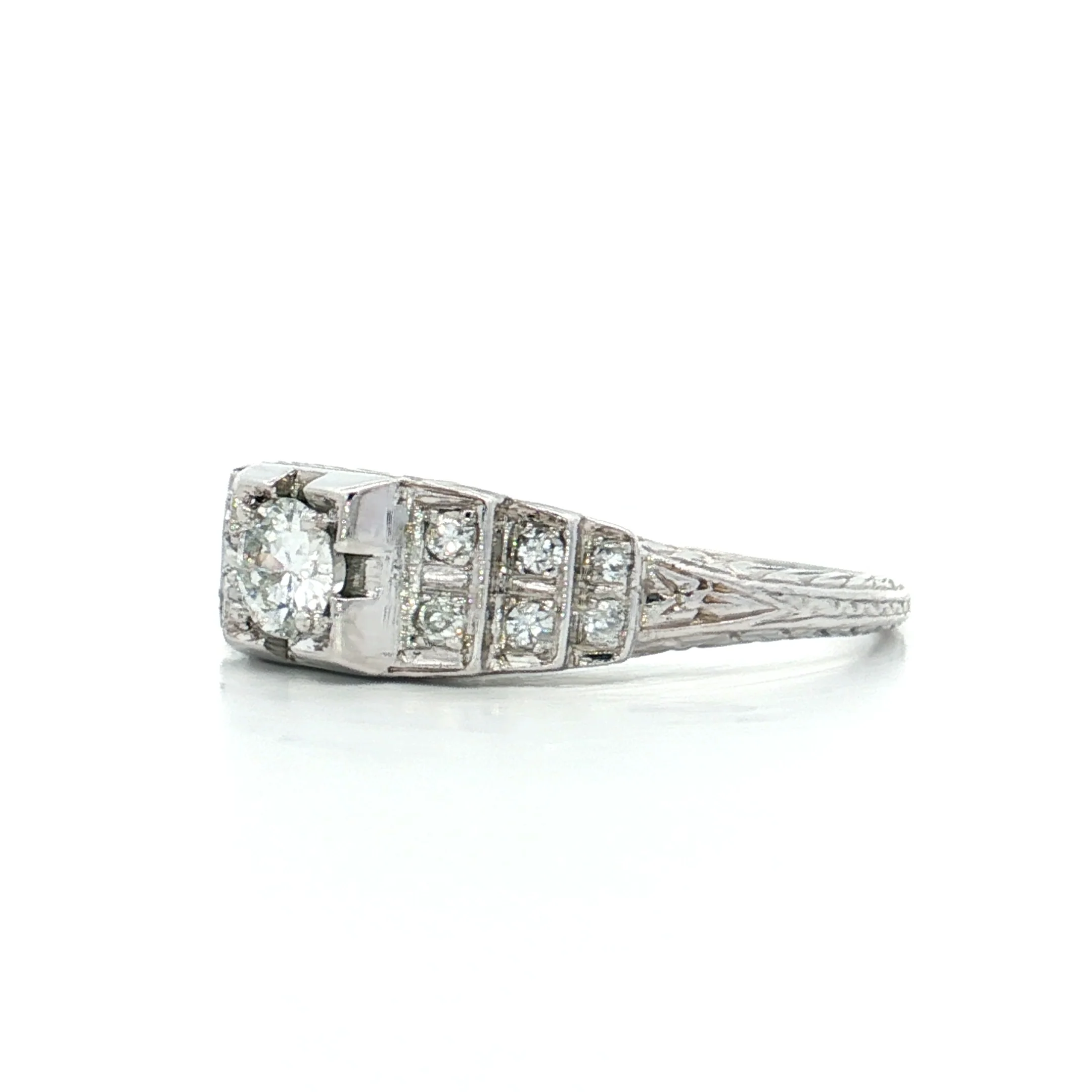 .25 Vintage Deco Transitional Diamond Engagement Ring 18k - Image 2