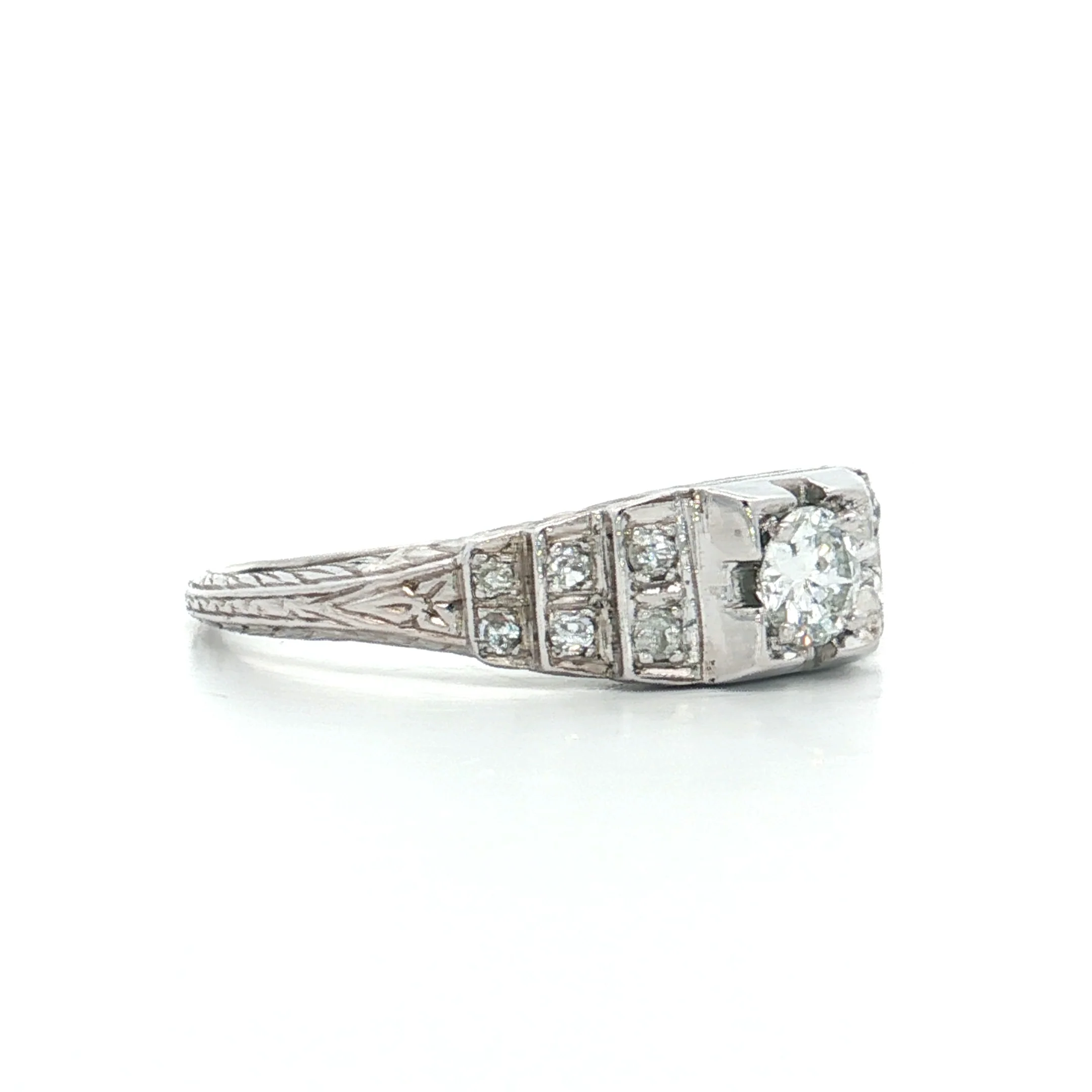 .25 Vintage Deco Transitional Diamond Engagement Ring 18k - Image 3