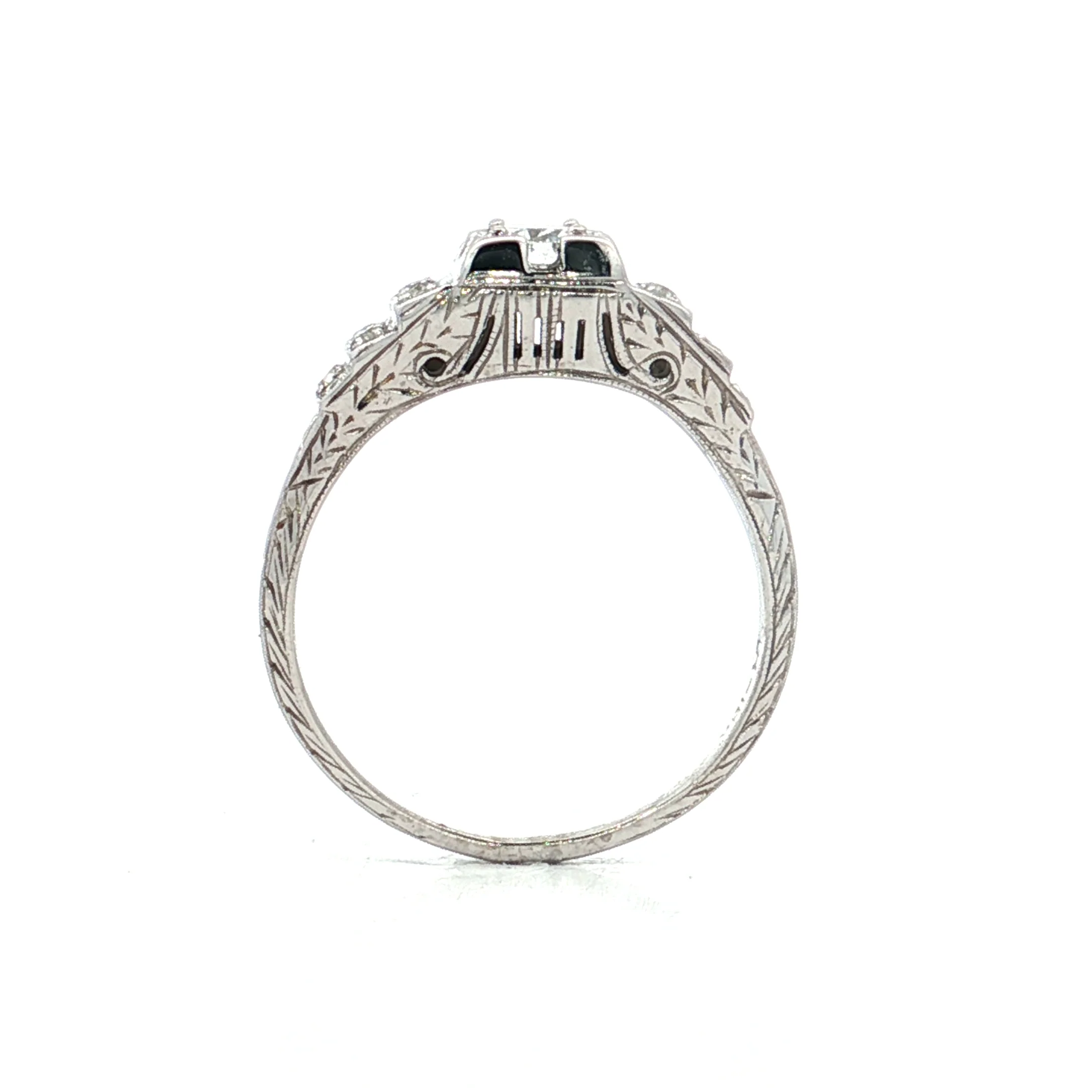 .25 Vintage Deco Transitional Diamond Engagement Ring 18k - Image 4