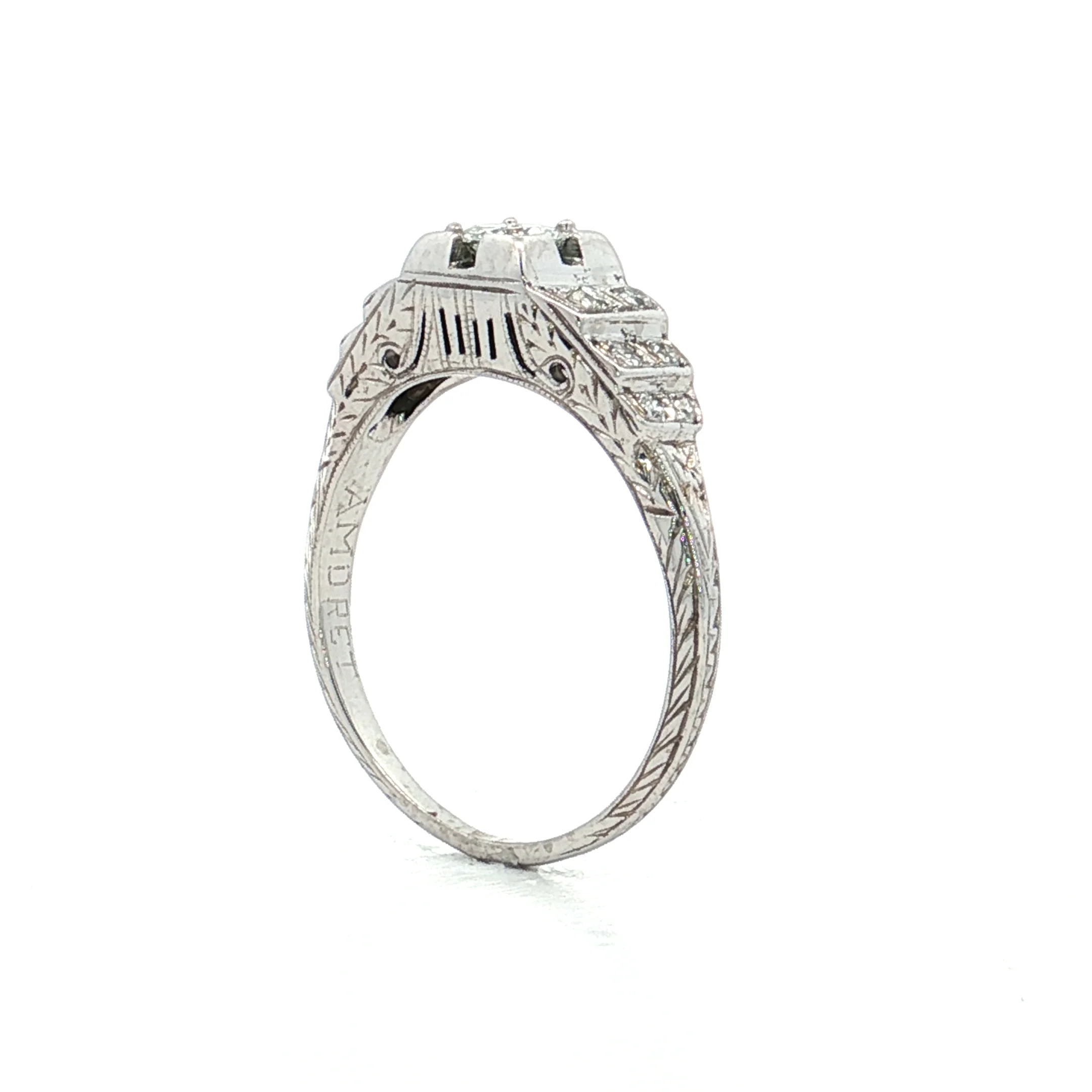 .25 Vintage Deco Transitional Diamond Engagement Ring 18k - Image 5