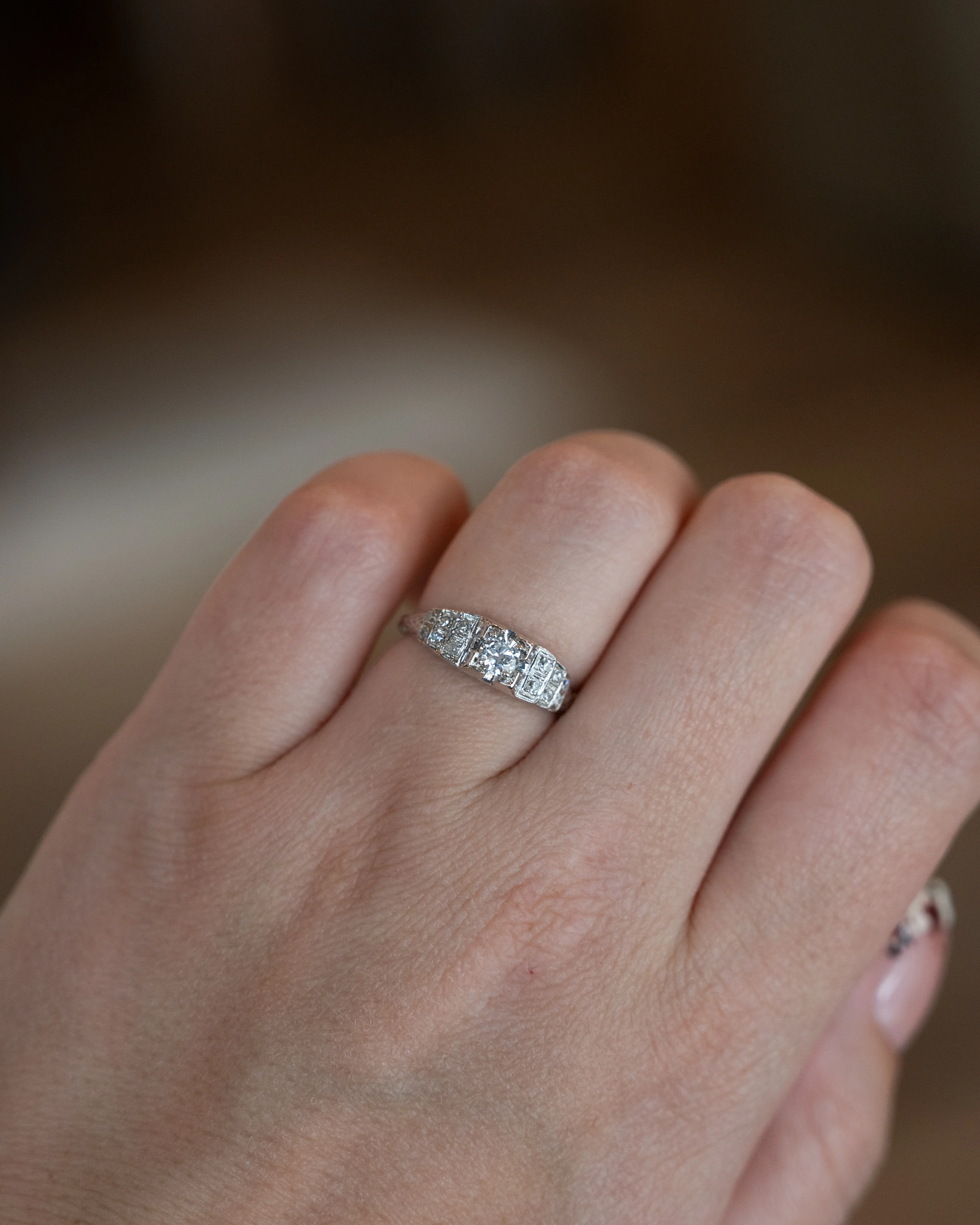 .25 Vintage Deco Transitional Diamond Engagement Ring 18k - Image 7