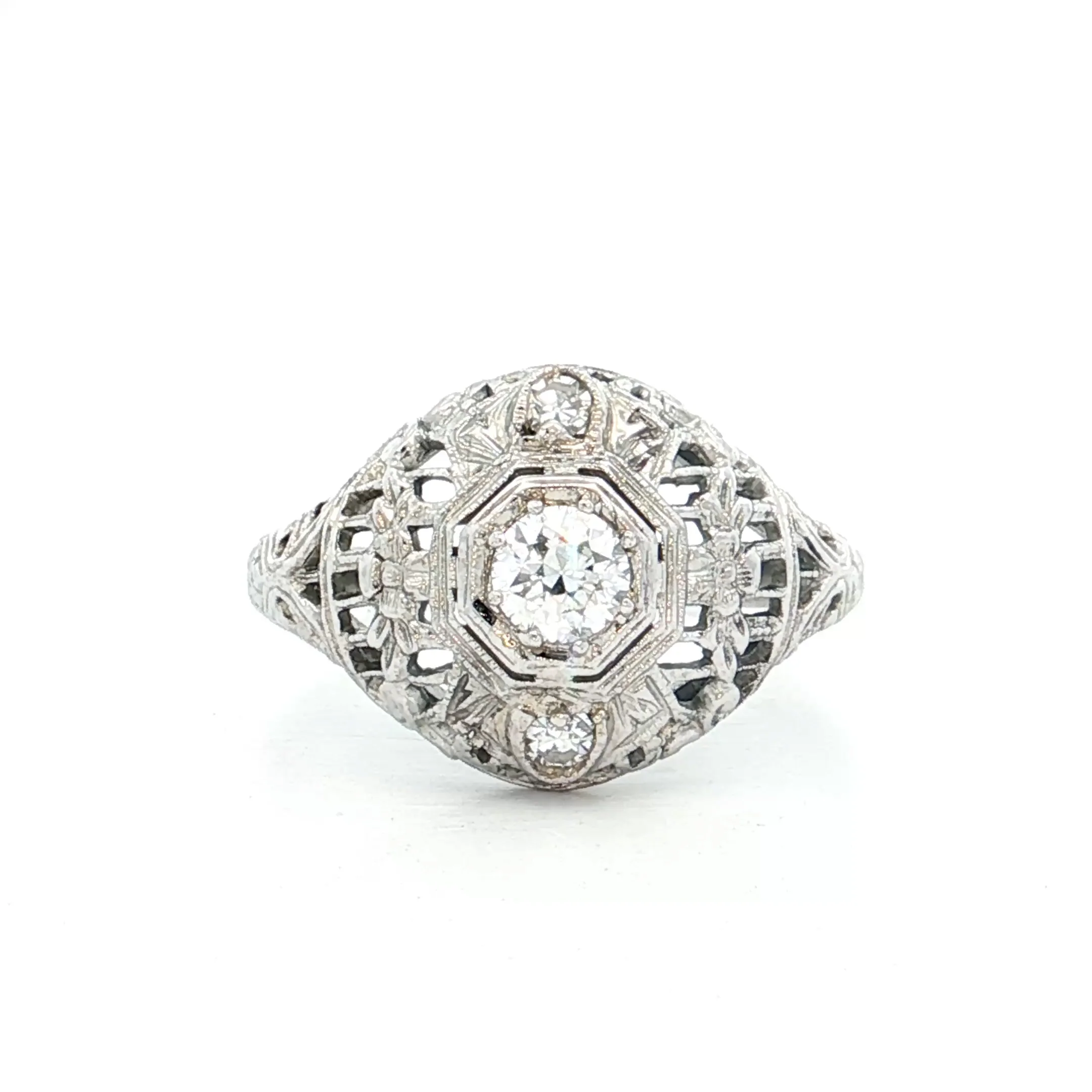 .25 Vintage Euro Diamond Cocktail Ring 18k