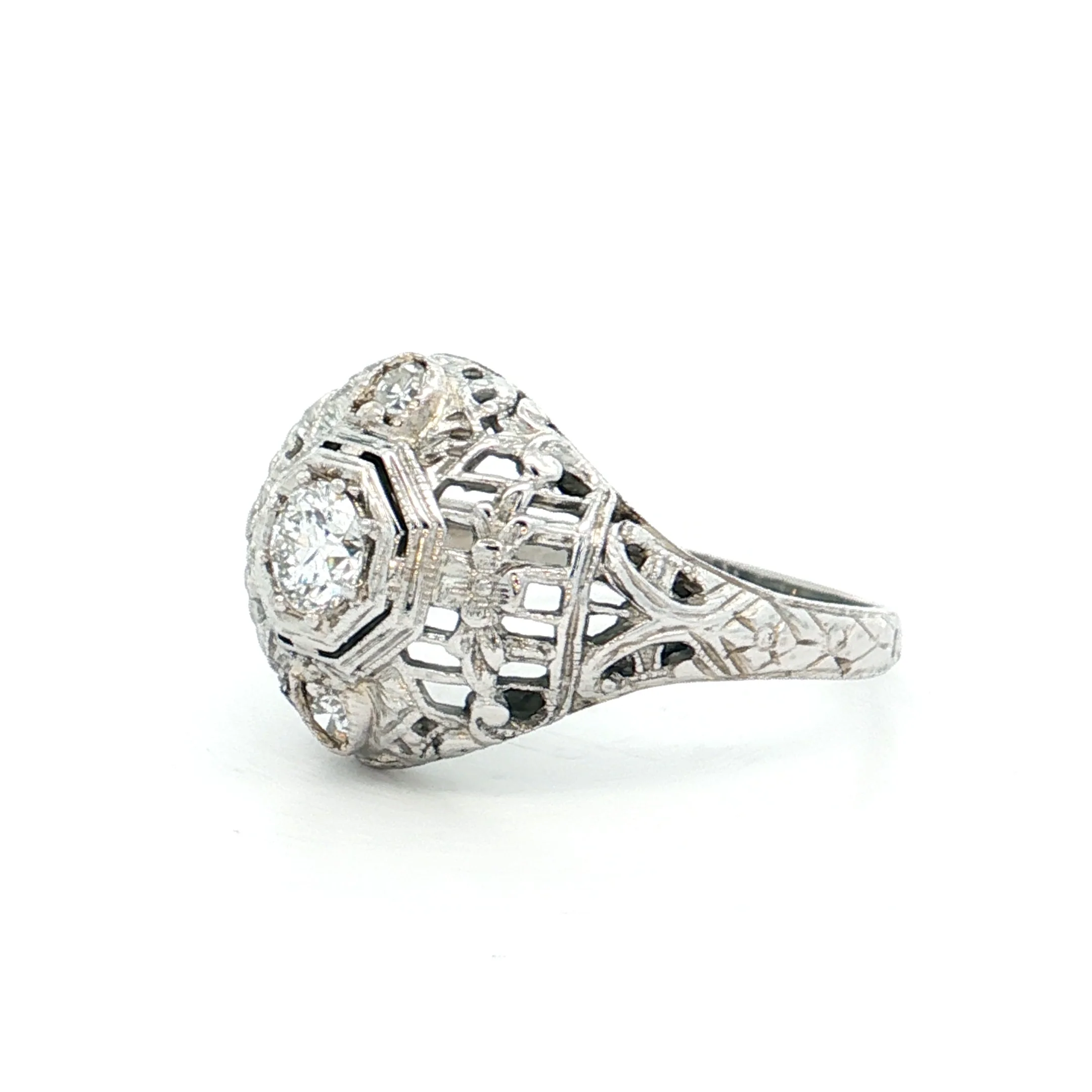 .25 Vintage Euro Diamond Cocktail Ring 18k - Image 2