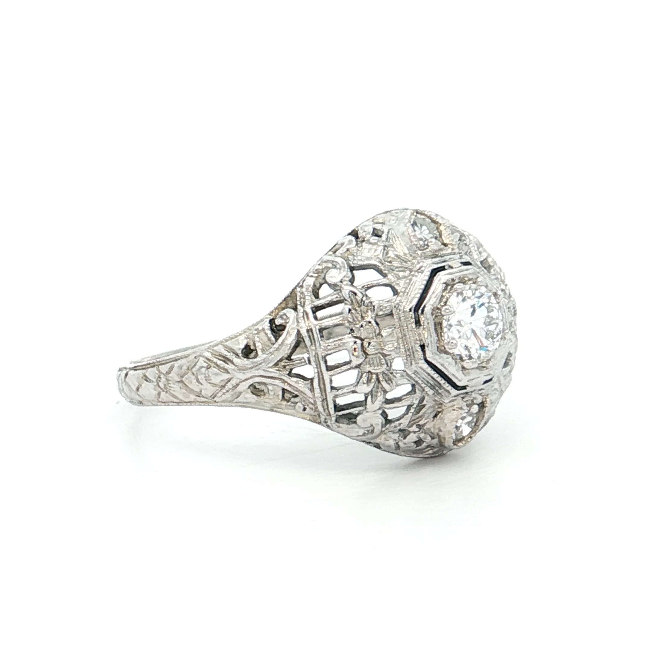 .25 Vintage Euro Diamond Cocktail Ring 18k - Image 3