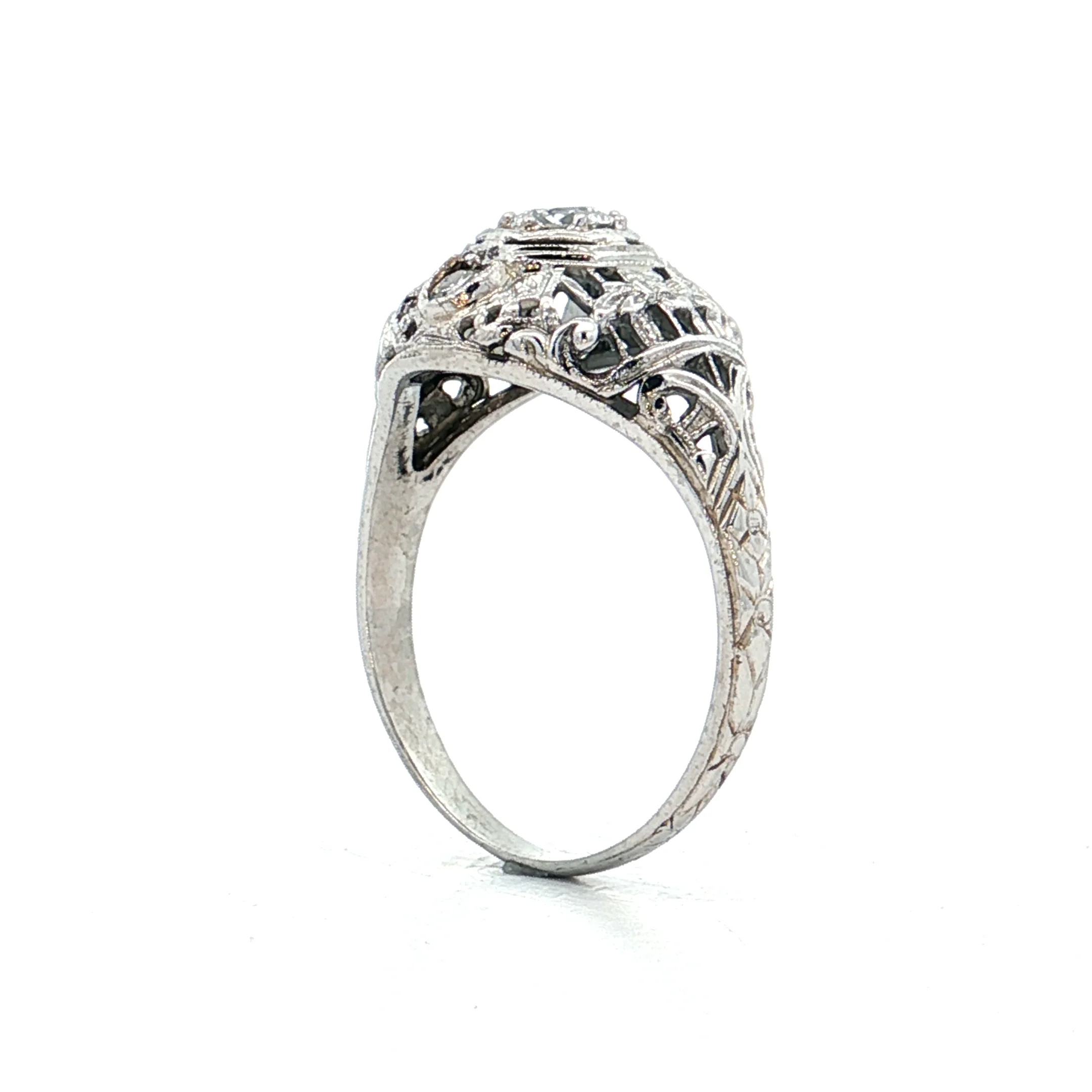.25 Vintage Euro Diamond Cocktail Ring 18k - Image 5