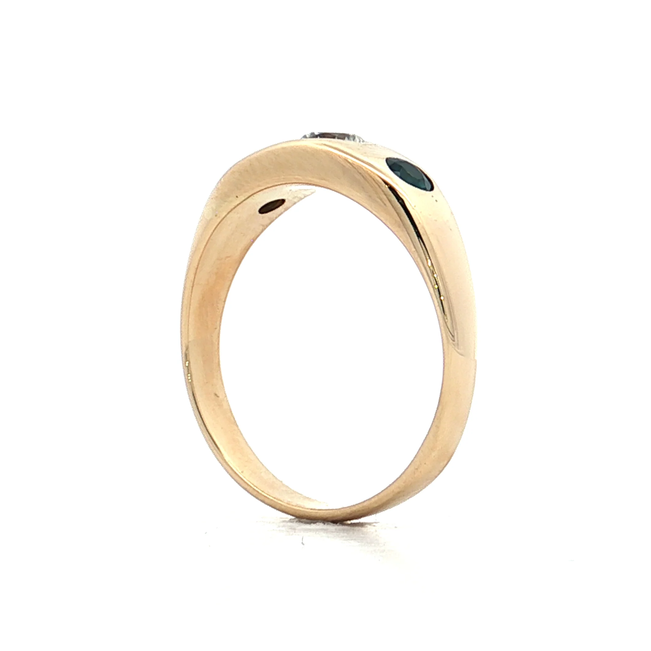 .25 Vintage Three Stone Diamond & Sapphire Ring 14k - Image 5